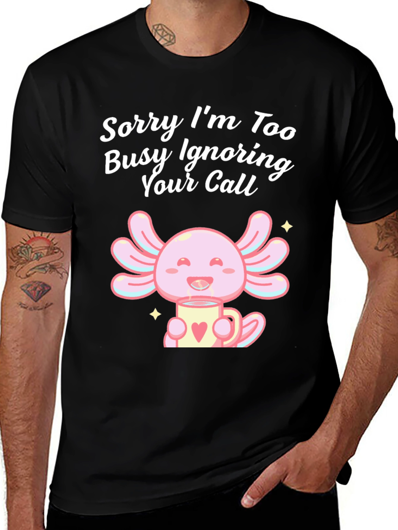 Ignoring Call Axolotl Black T-Shirt