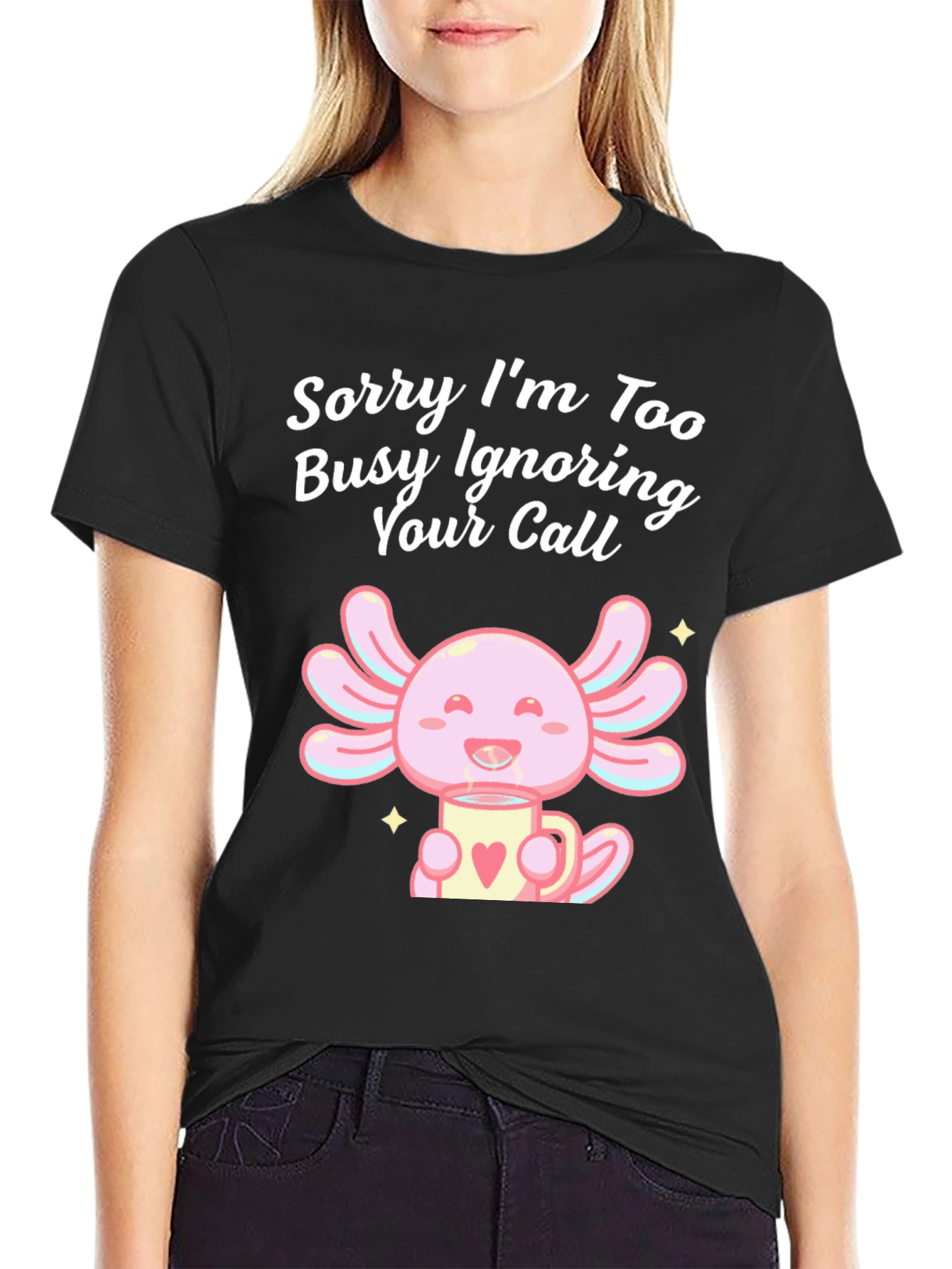 Ignoring Call Axolotl Black T-Shirt