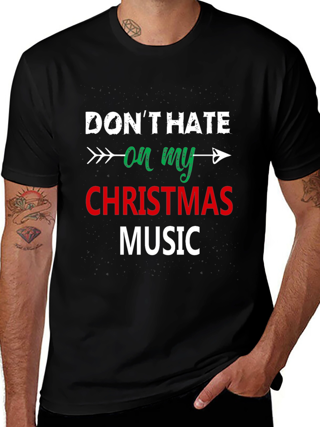 Dont Hate On My Christmas Music Black T-Shirt