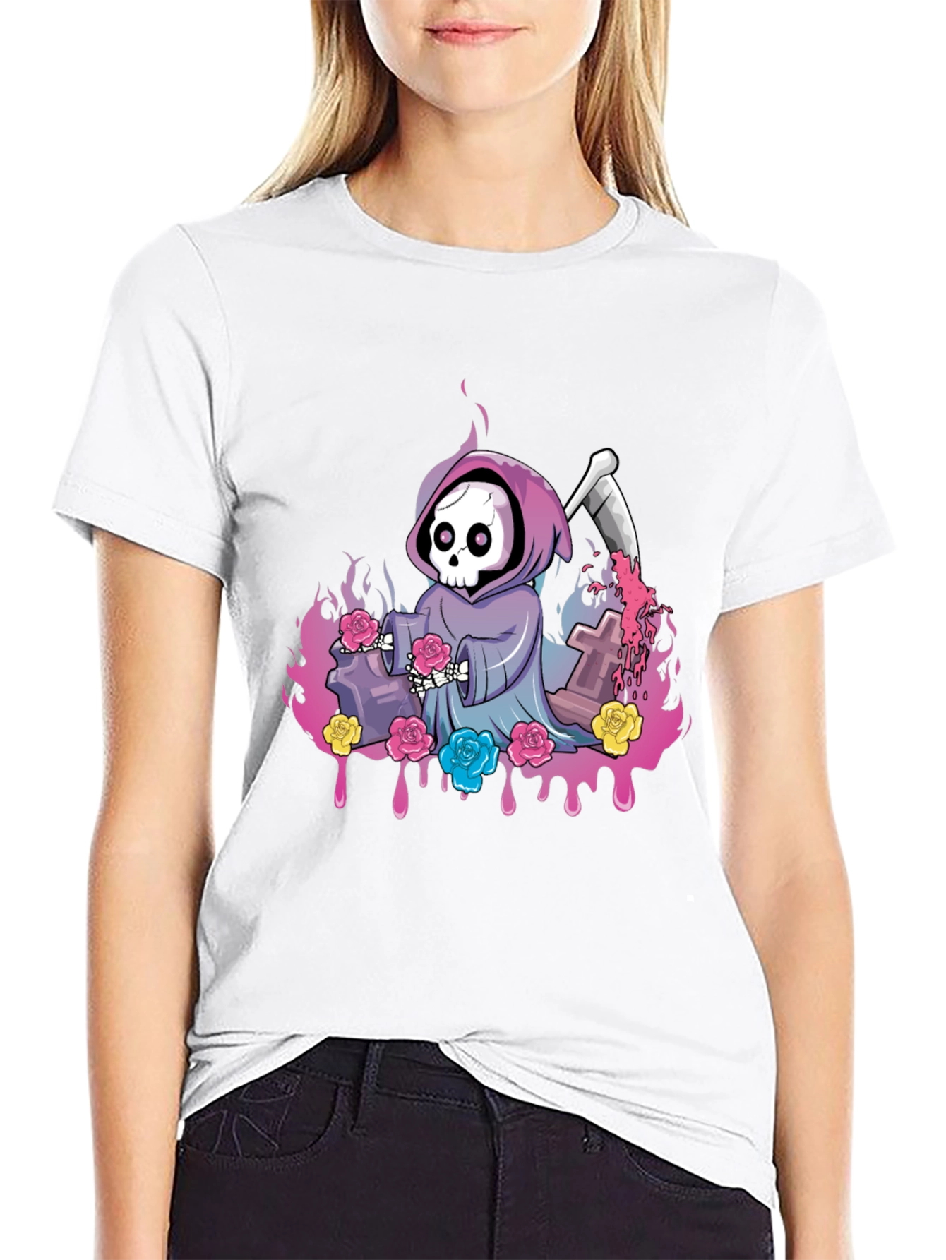 Grim Reaper Roses Graphic Tee