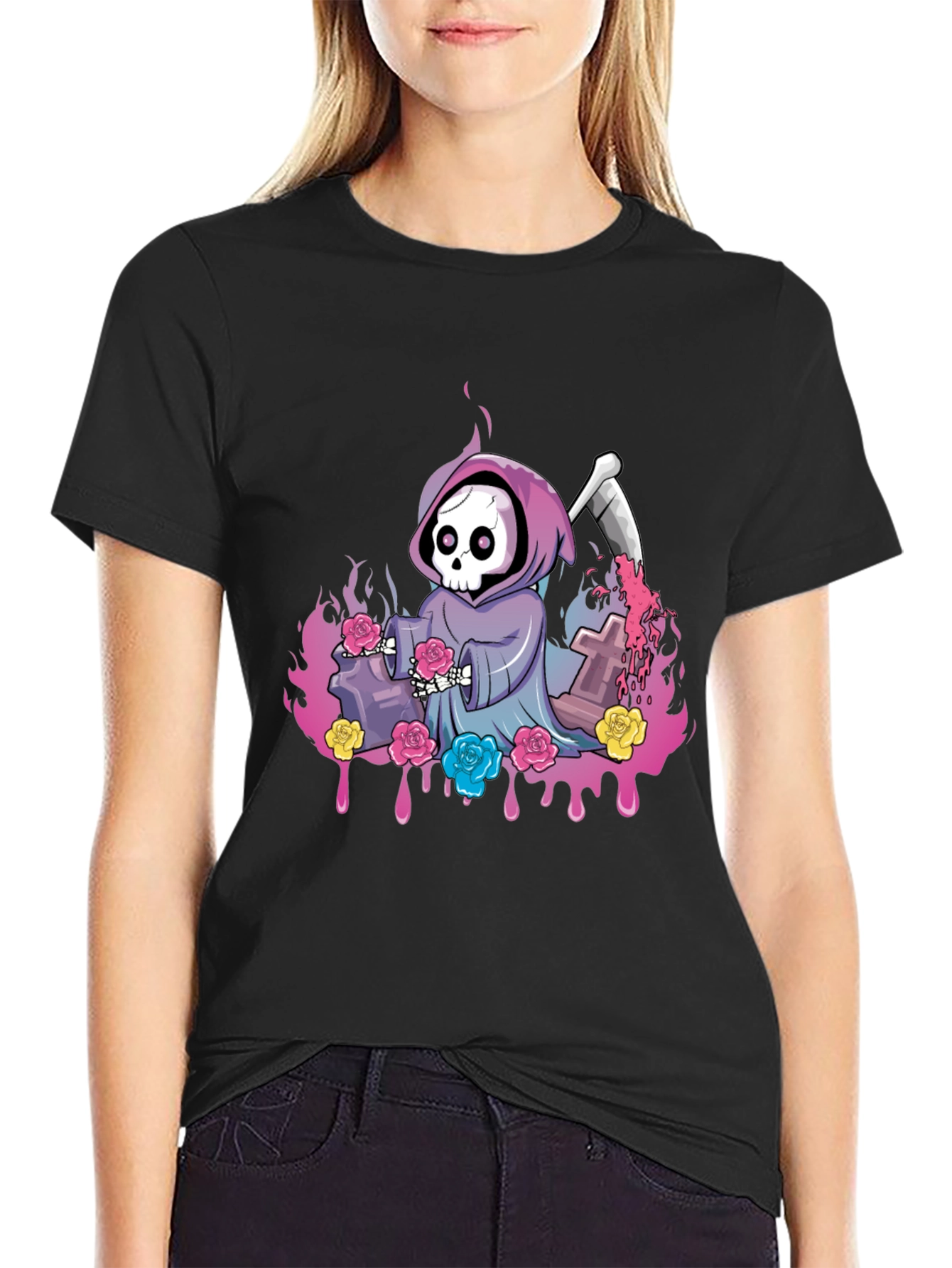Grim Reaper Roses Graphic Tee