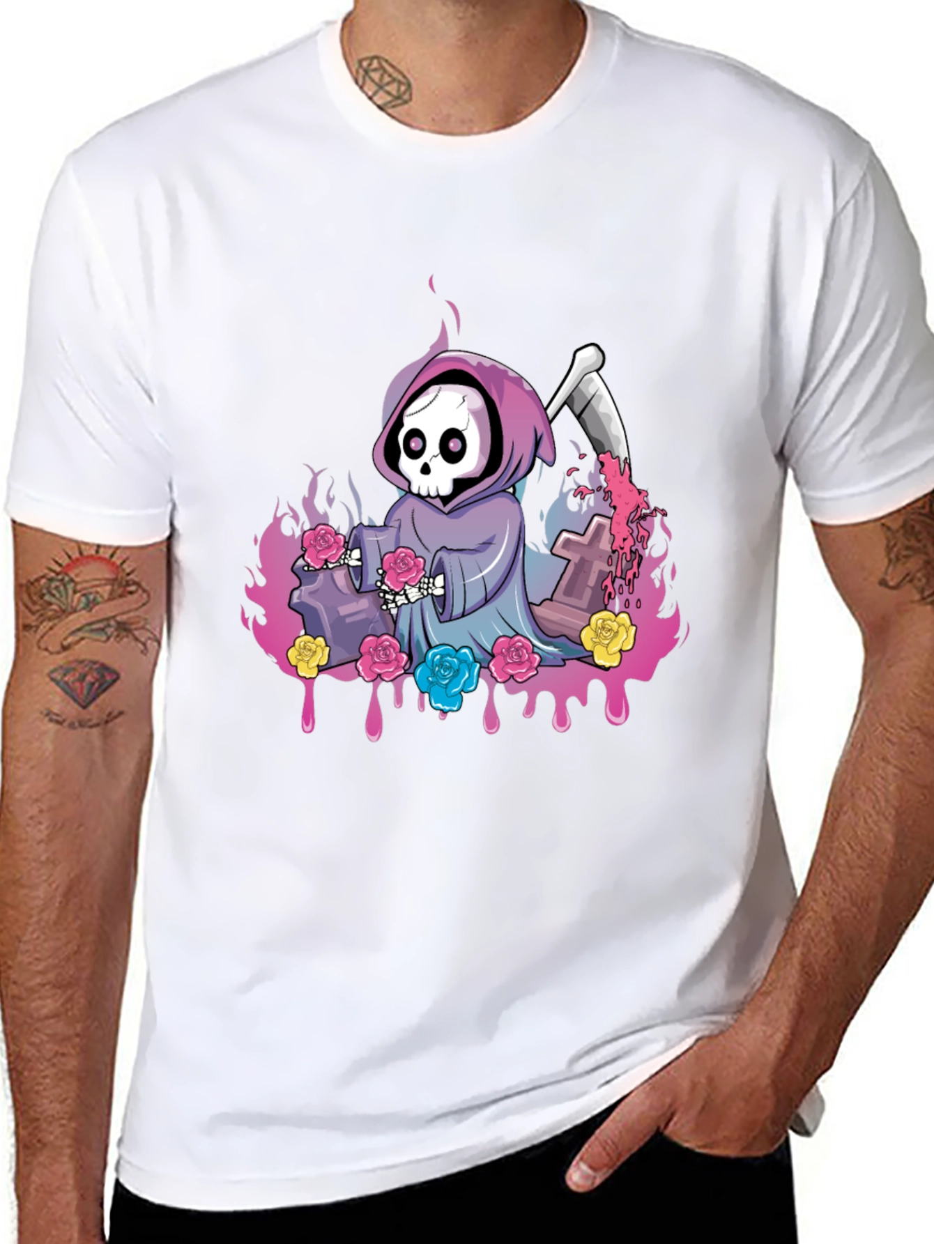 Grim Reaper Roses Graphic Tee