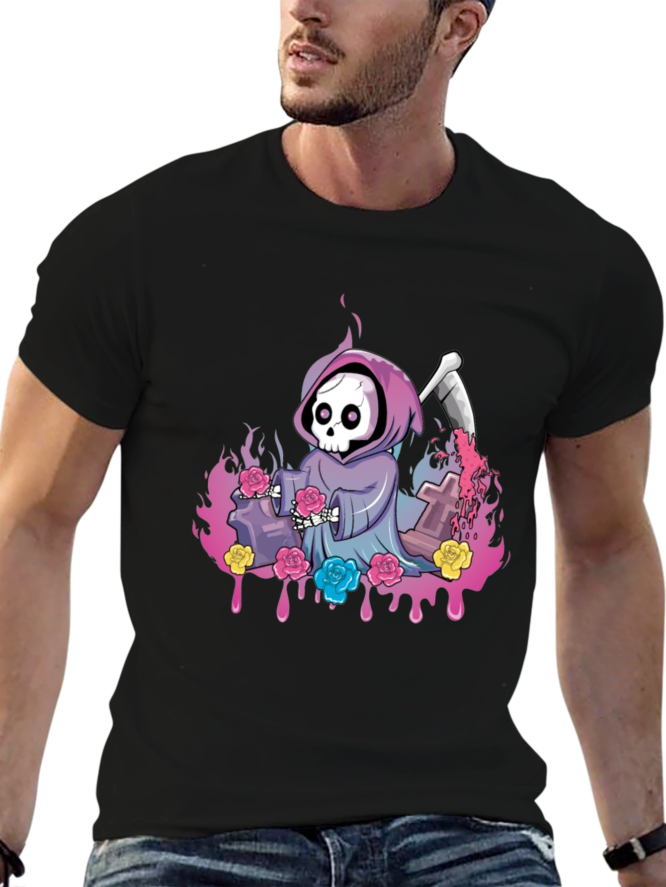 Grim Reaper Roses Graphic Tee