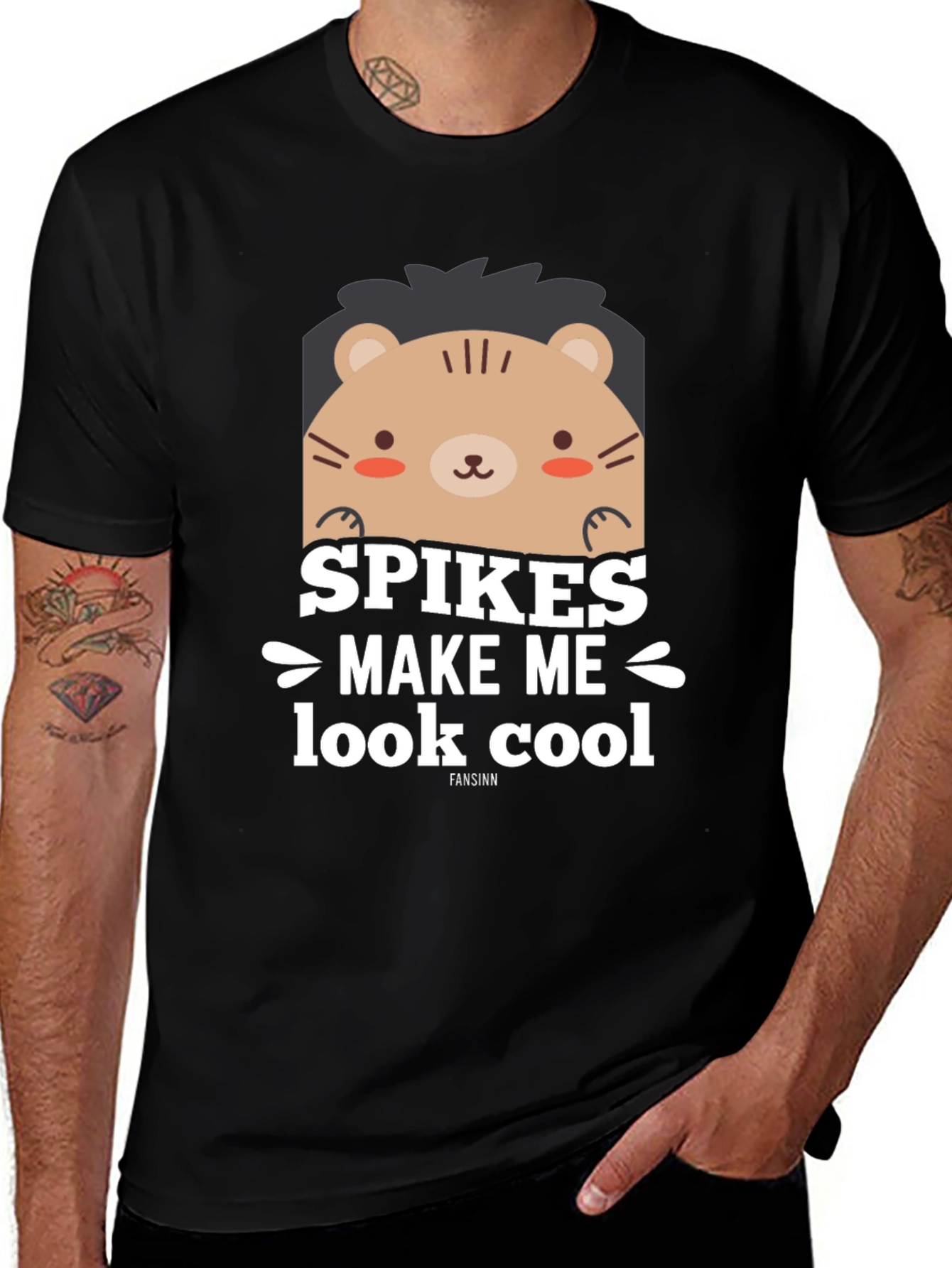 Spikes Make Me Look Cool Black Graphic T-Shirt