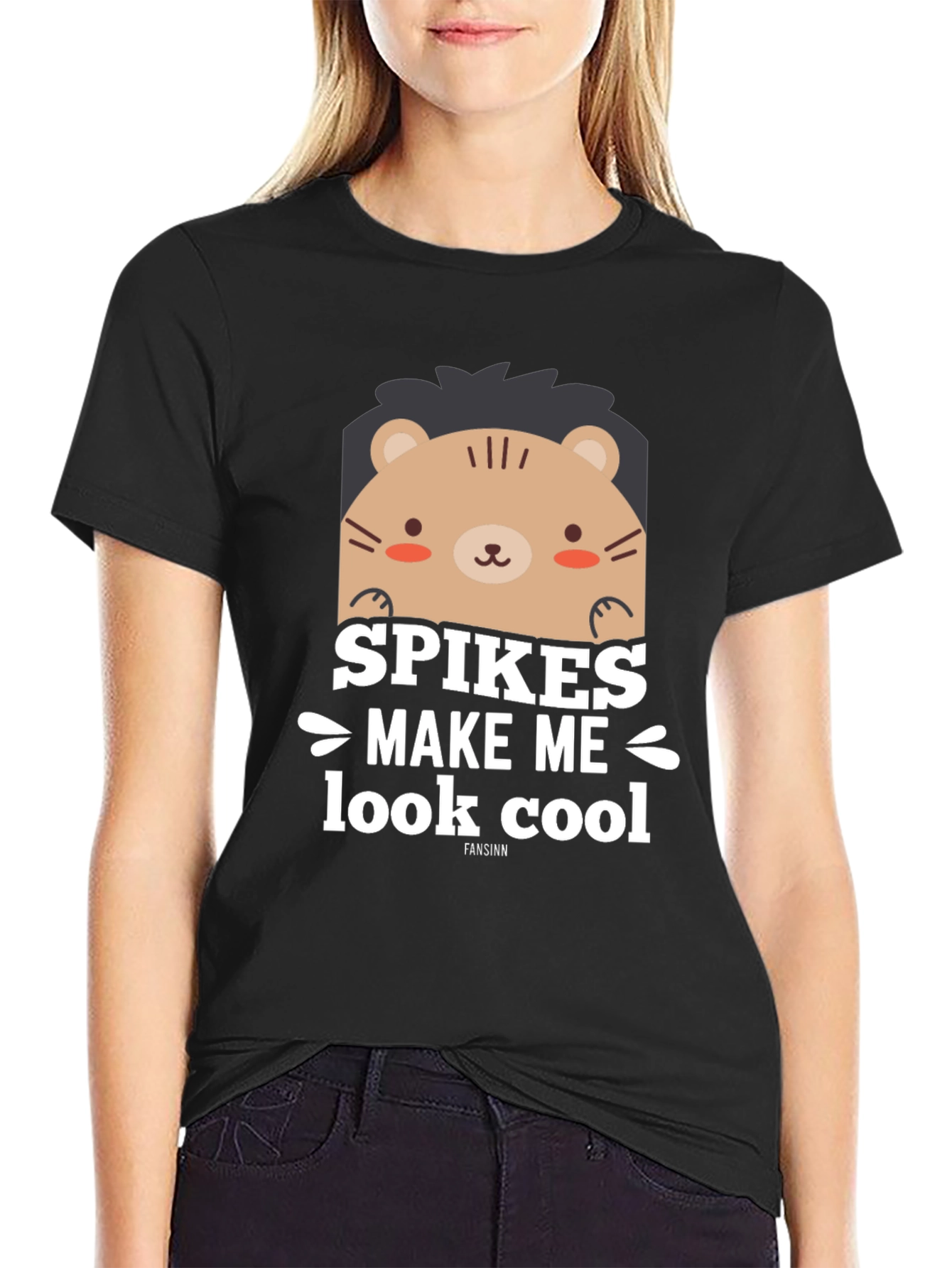 Spikes Make Me Look Cool Black Graphic T-Shirt