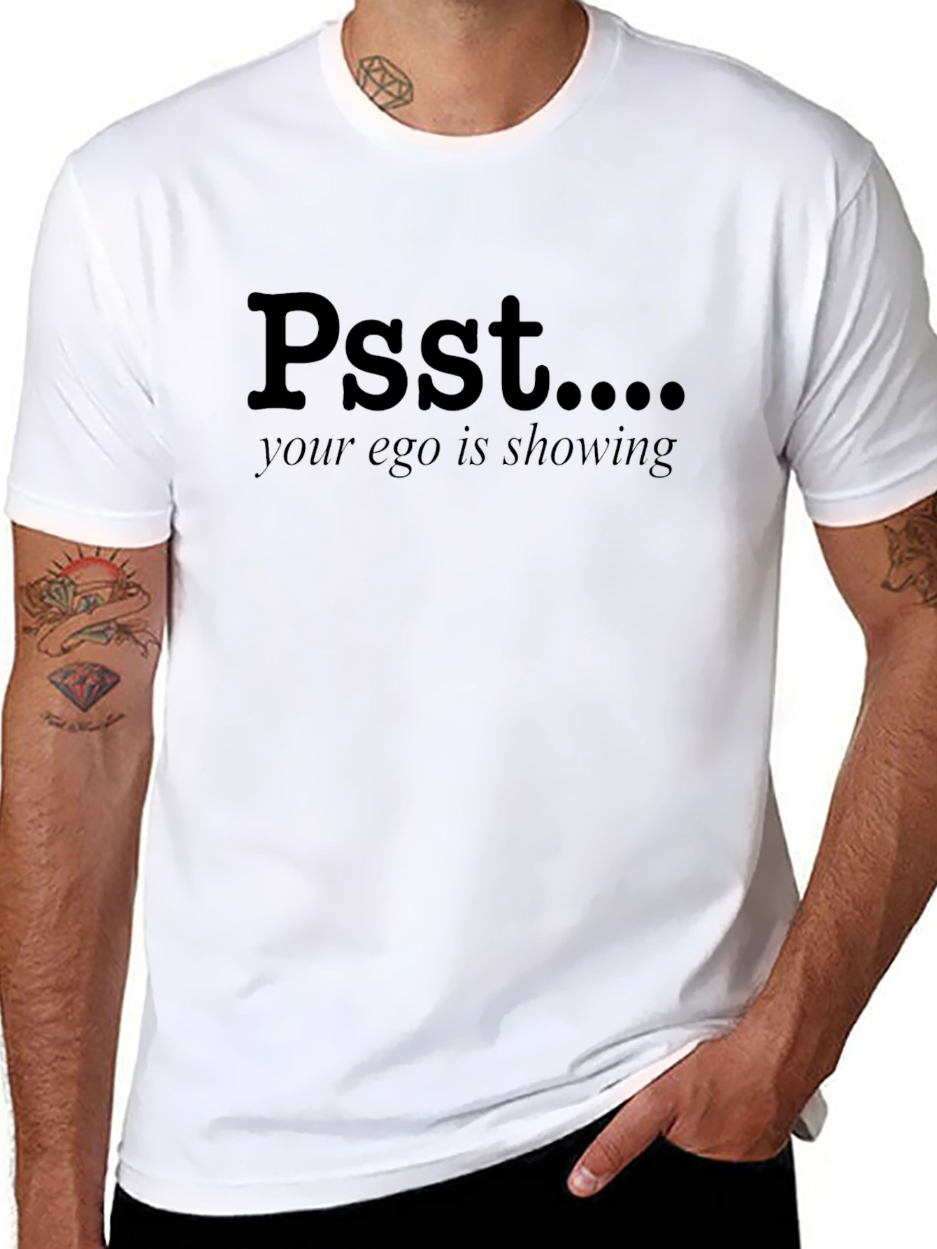 Psst Your Ego Is Showing Black Cotton T-Shirt