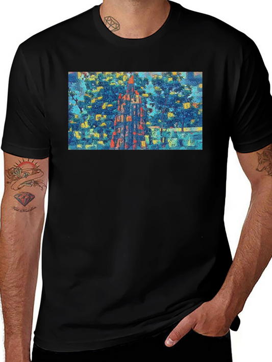 Abstract Cityscape Graphic Tee - Mens Black T-Shirt