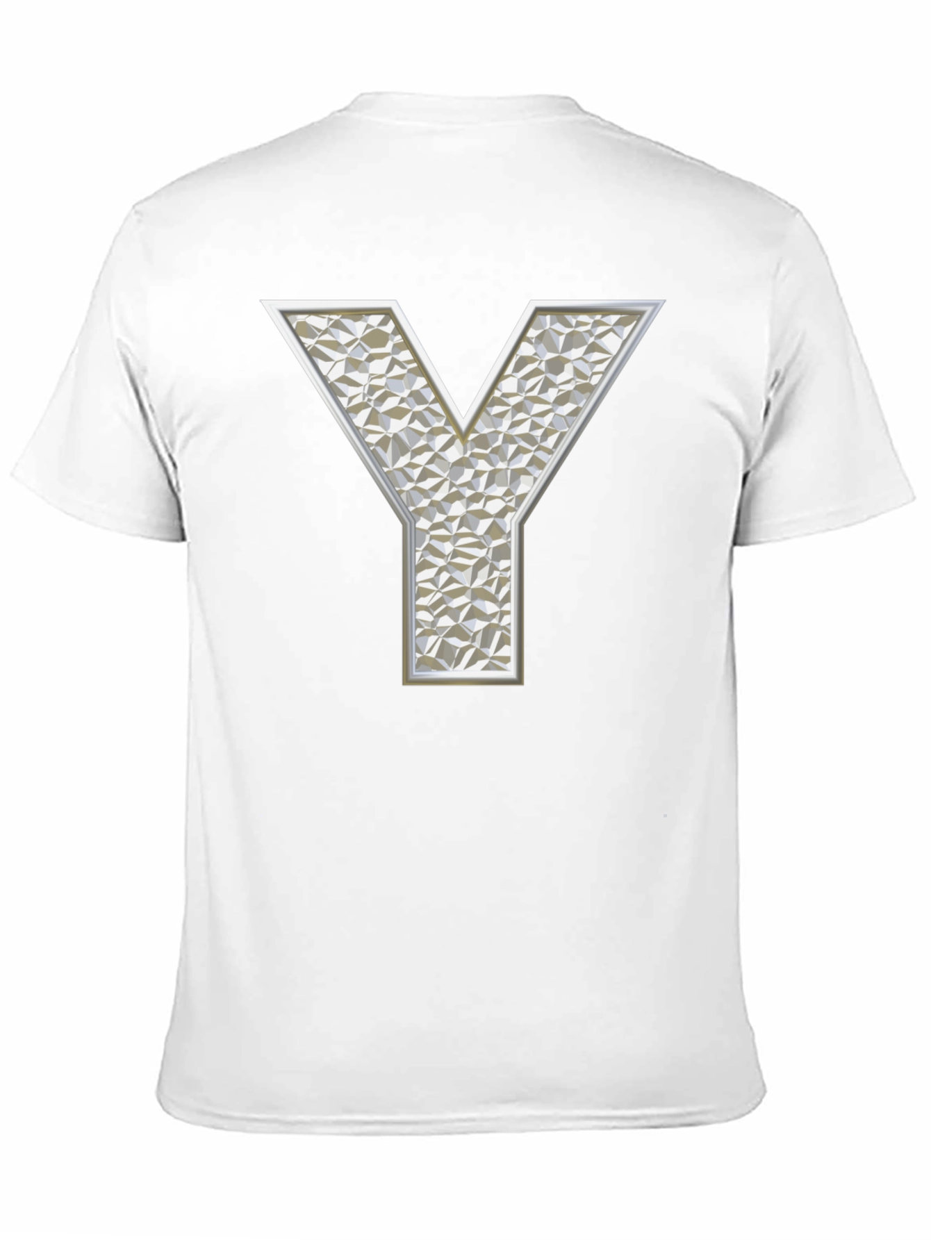 Geometric Y Letter Print Black T-Shirt