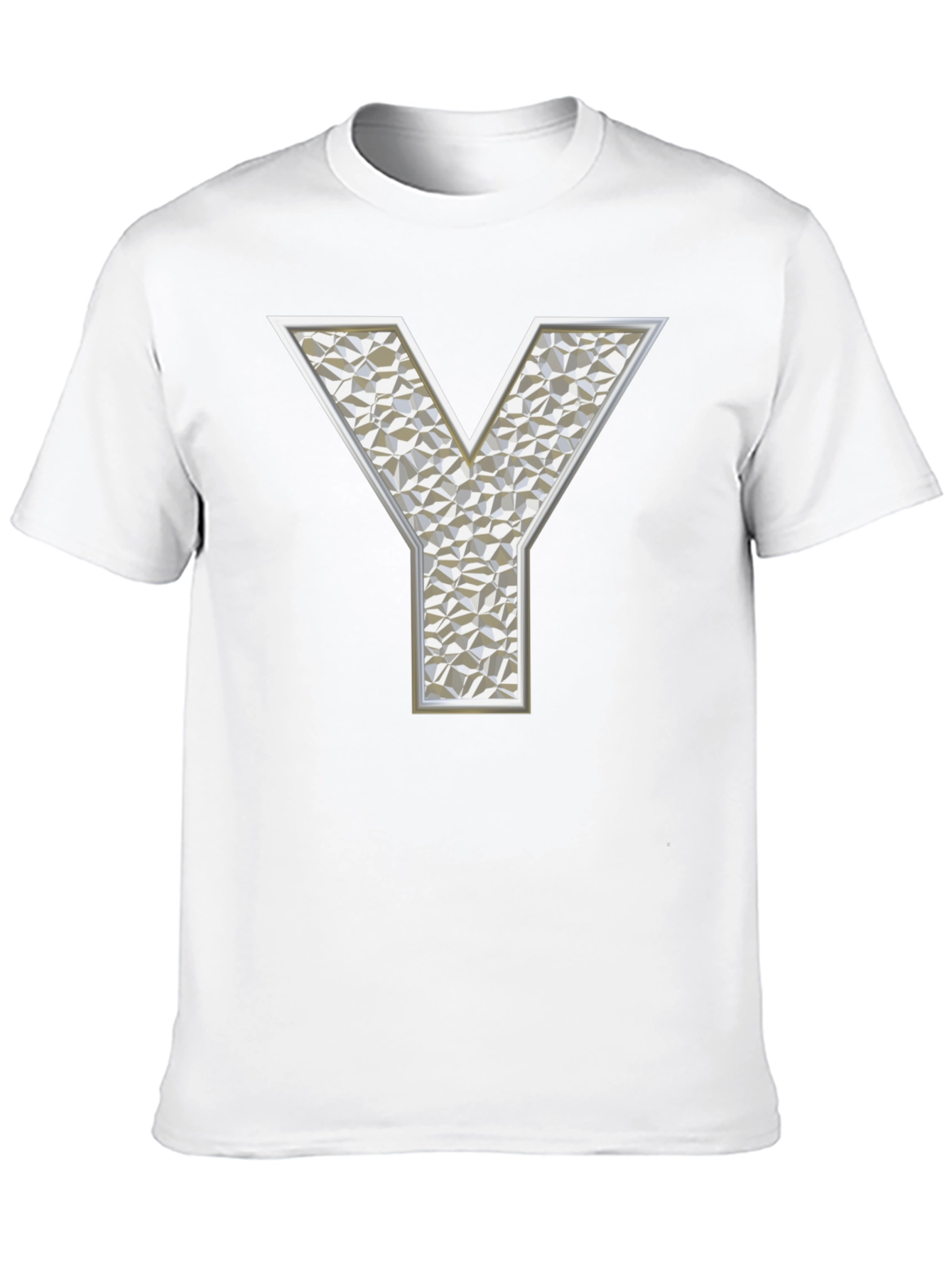 Geometric Y Letter Print Black T-Shirt