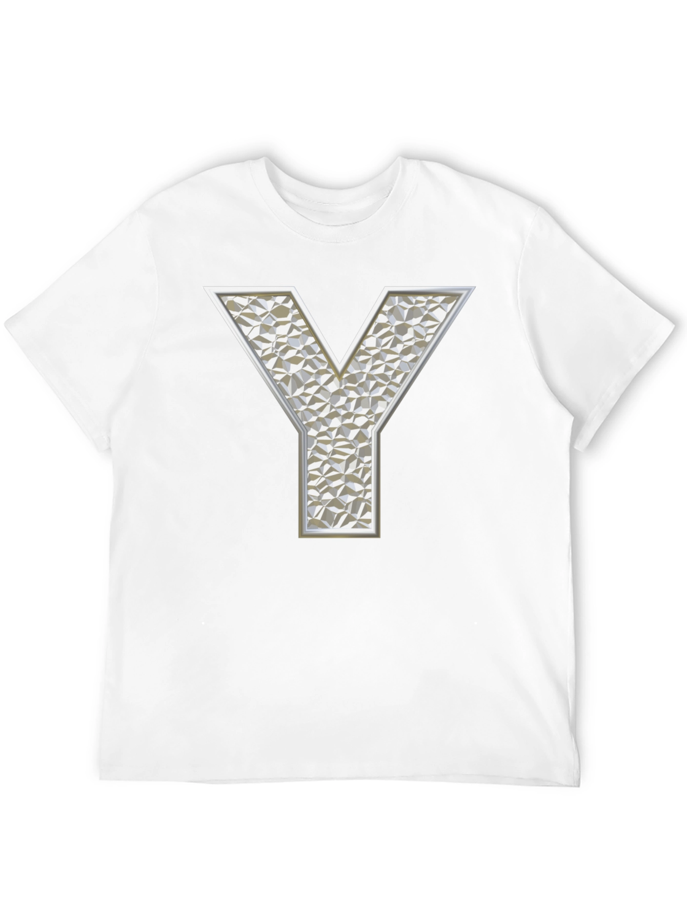 Geometric Y Letter Print Black T-Shirt