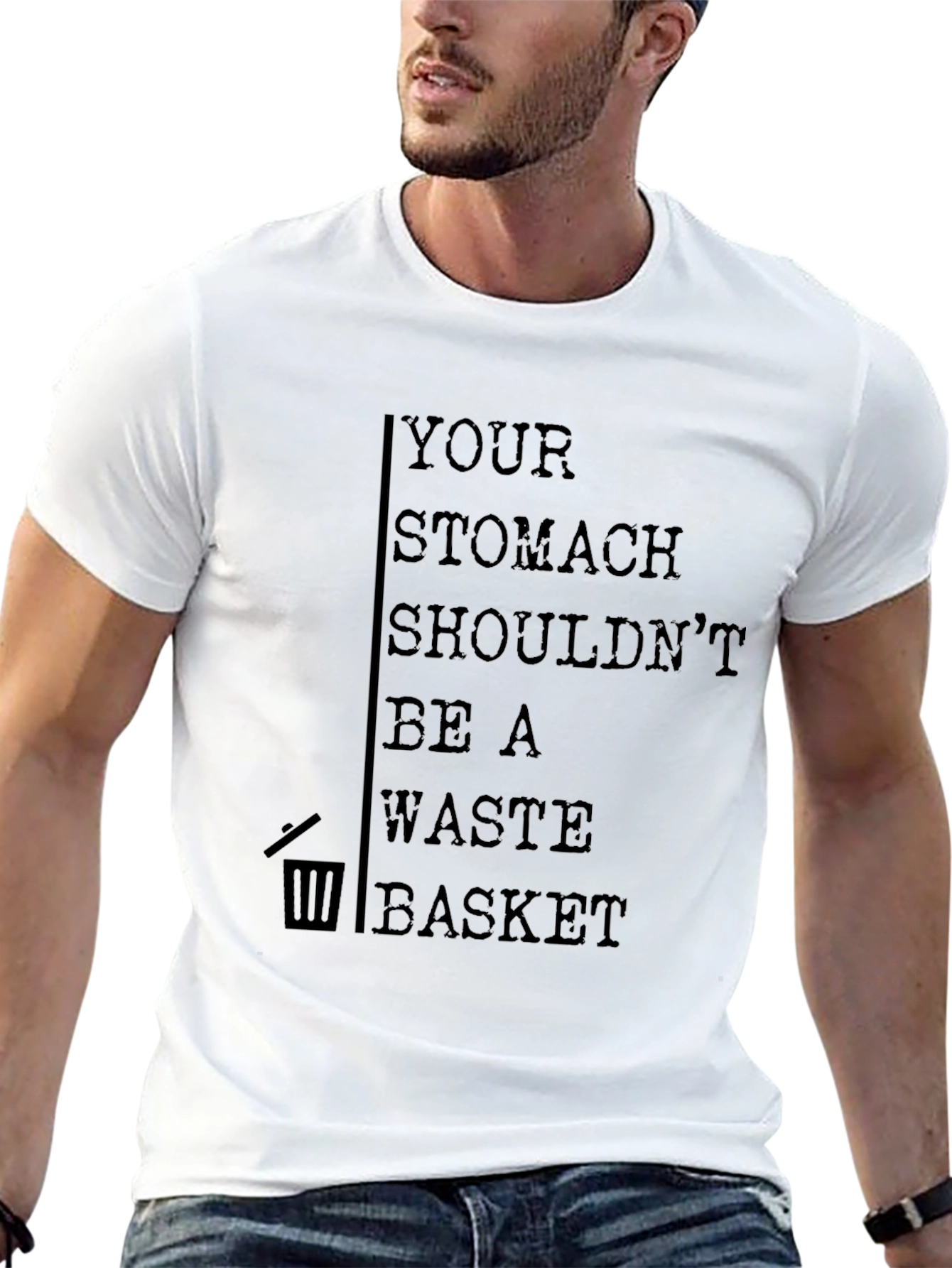 Humorous Stomach Waste Basket Graphic Tee