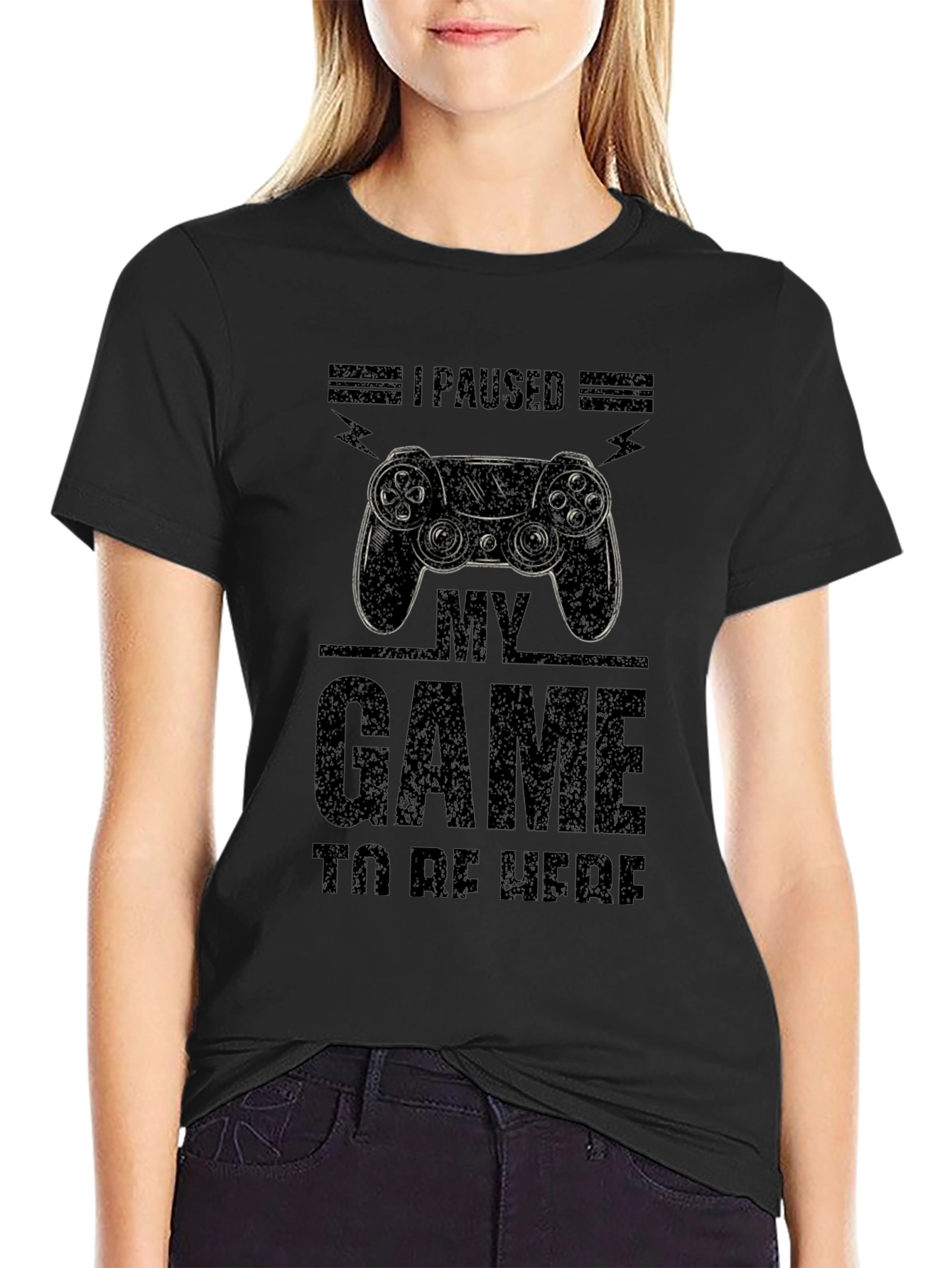 I Paused My Game Black T-Shirt