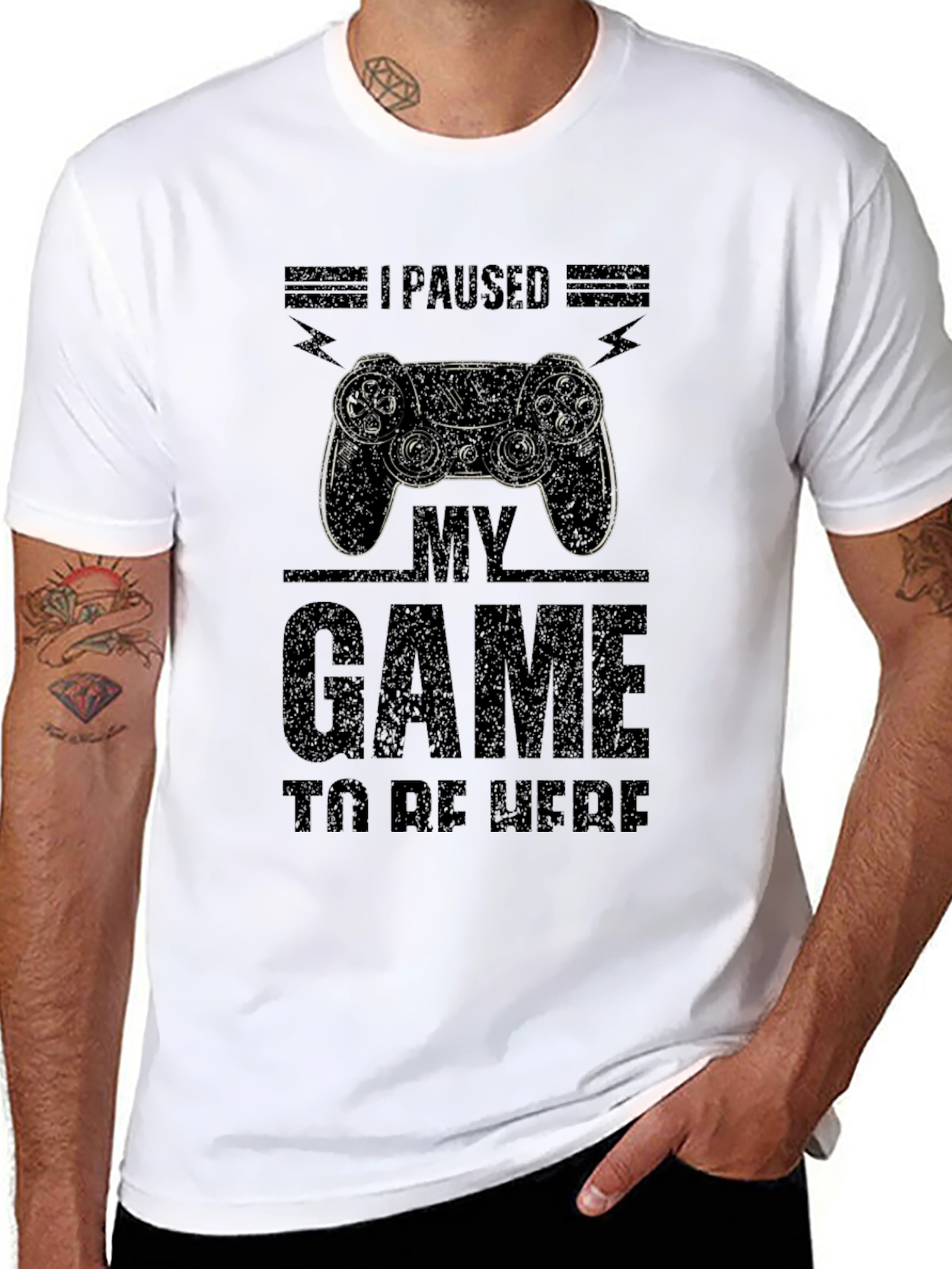 I Paused My Game Black T-Shirt