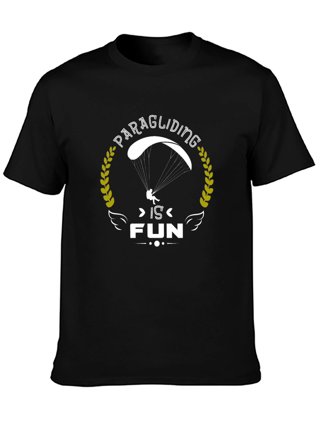 Paragliding is Fun Graphic Tee - Black Cotton T-Shirt