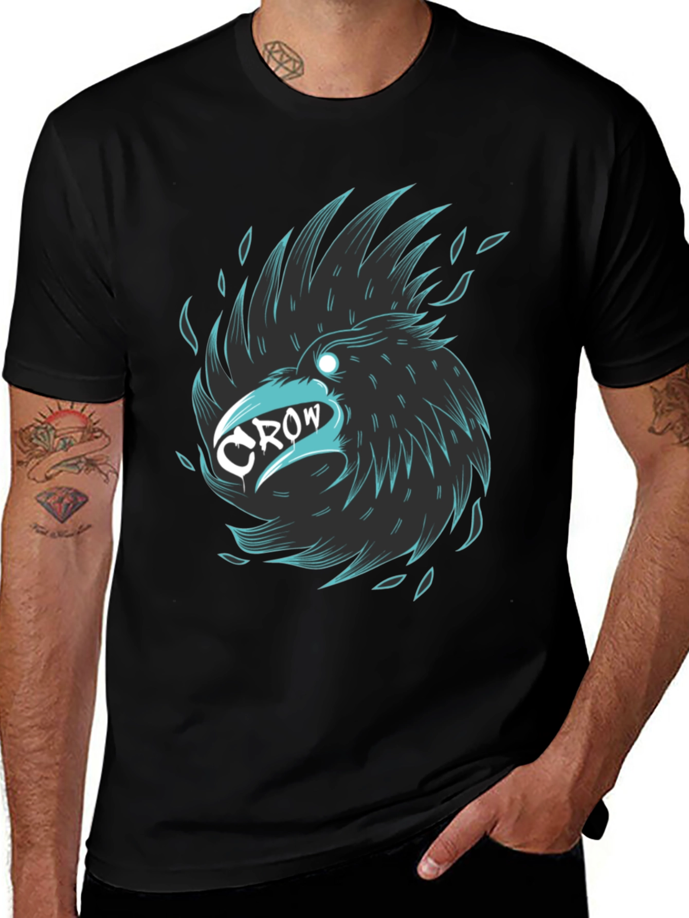 Cool Crow Graphic Tee - Stylish Black T-Shirt