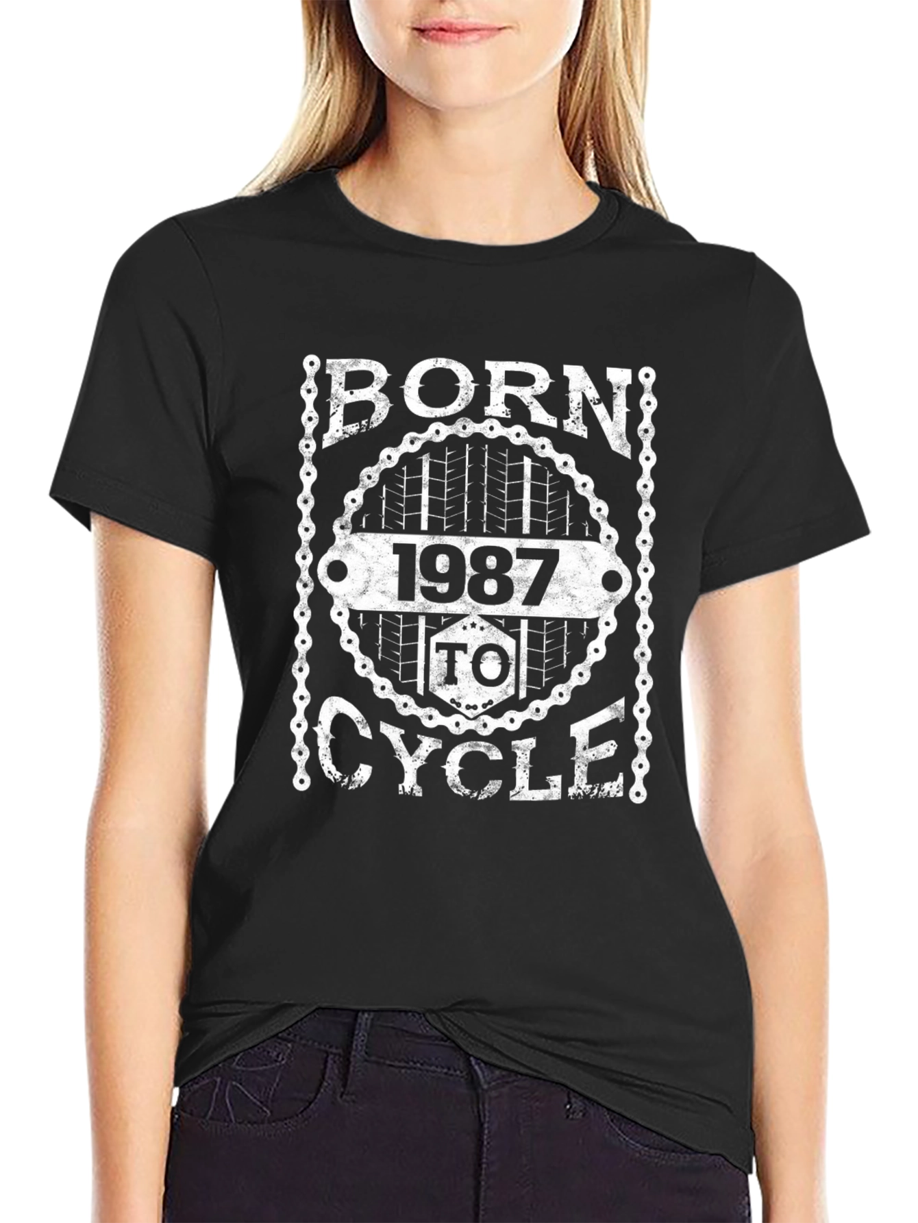 Born 1987 to Cycle Black Graphic T-Shirt