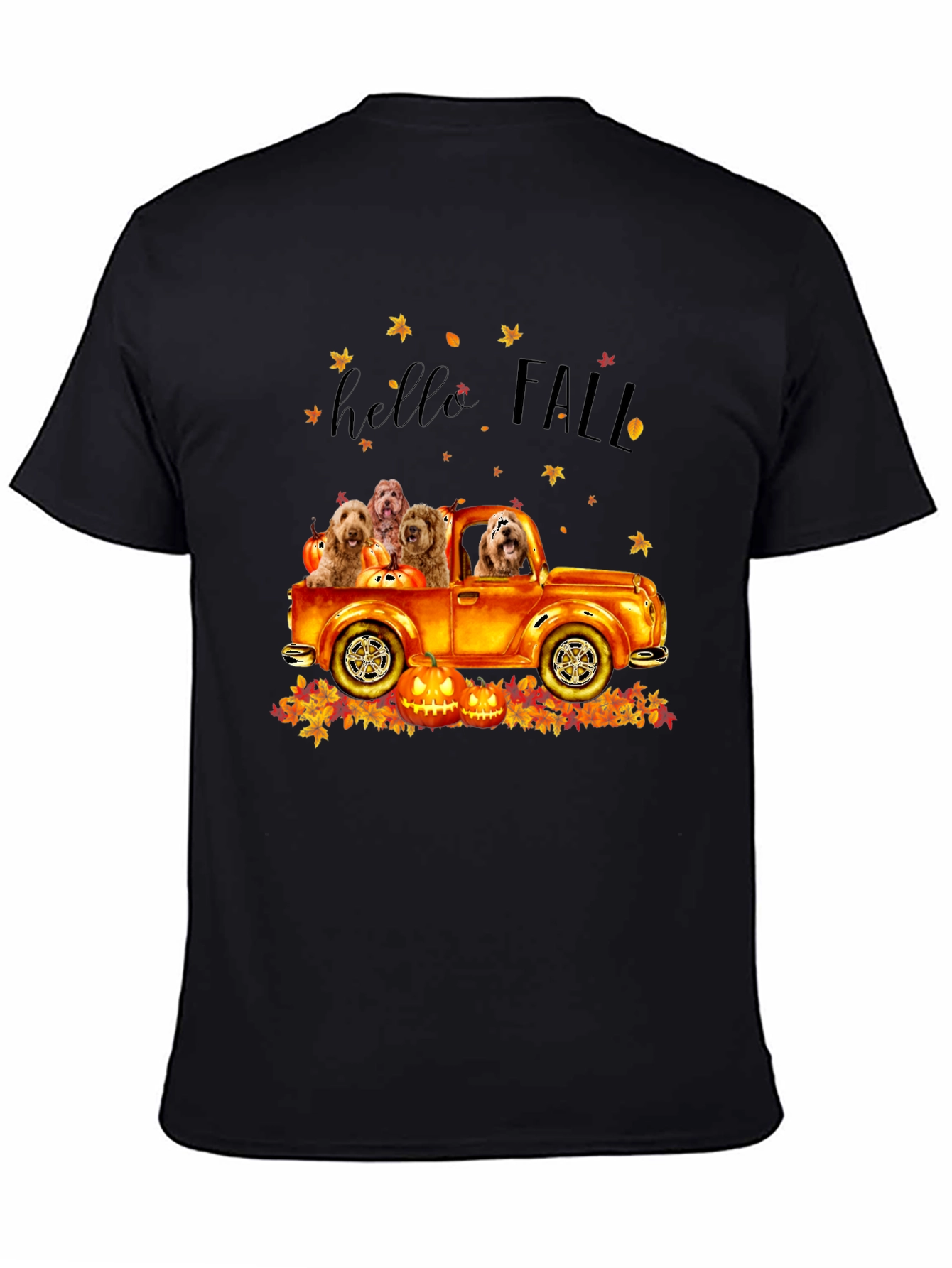 Hello Fall Dogs in Truck T-Shirt