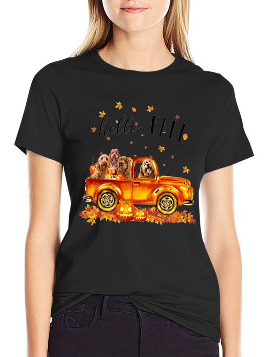 Hello Fall Dogs in Truck T-Shirt