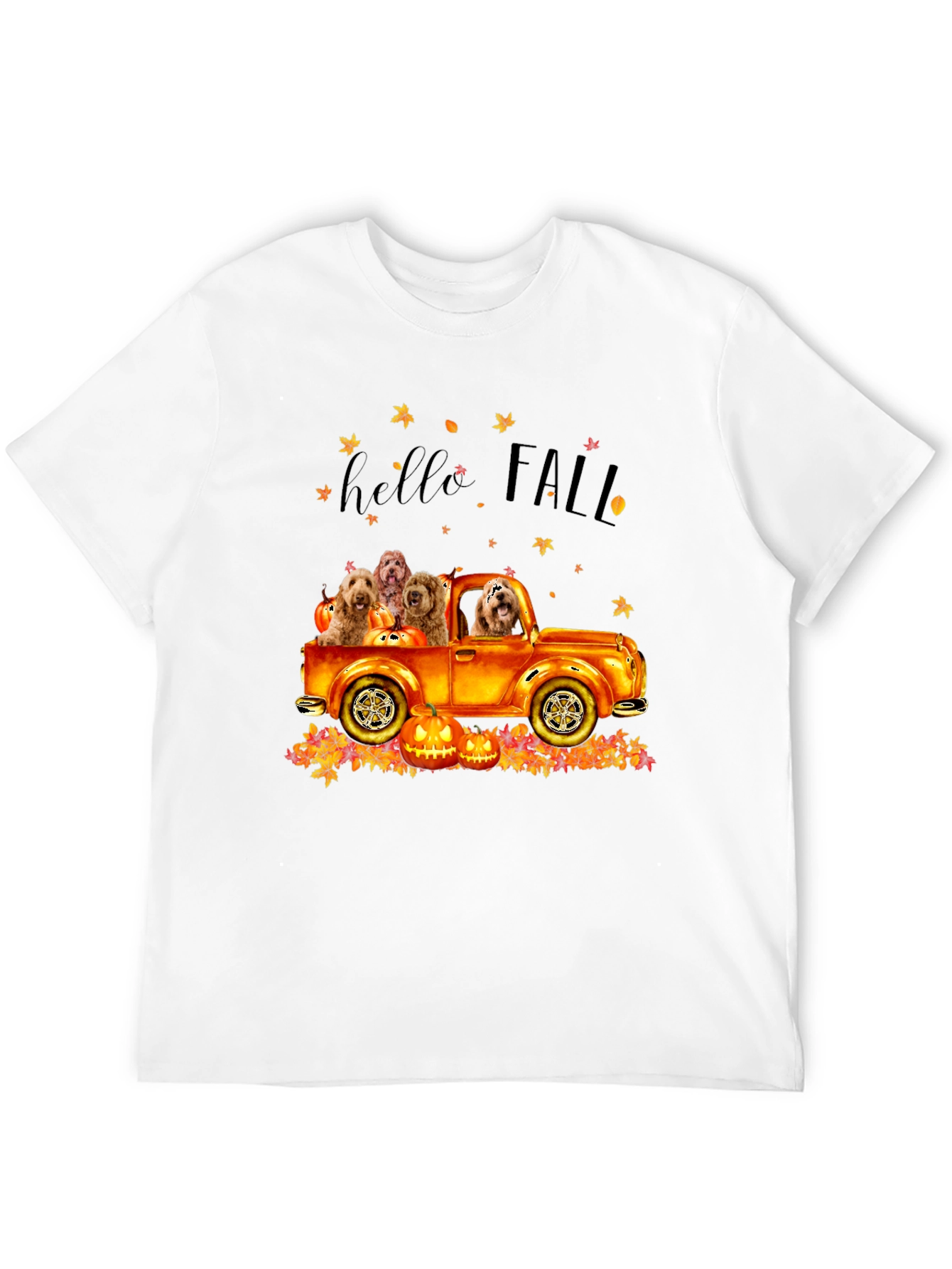 Hello Fall Dogs in Truck T-Shirt