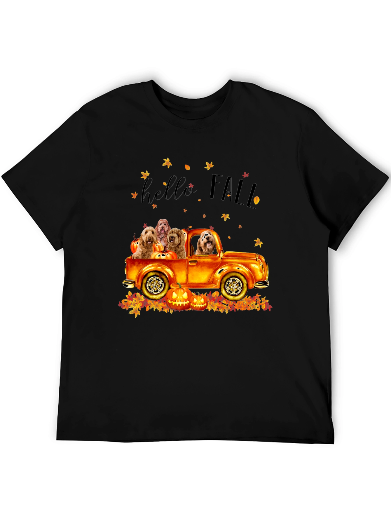 Hello Fall Dogs in Truck T-Shirt