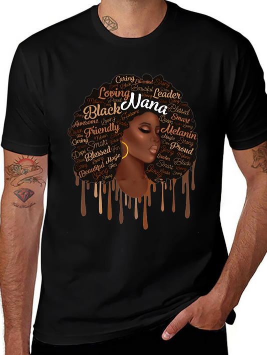Black Nana Graphic T-Shirt - Afro Queen Tee