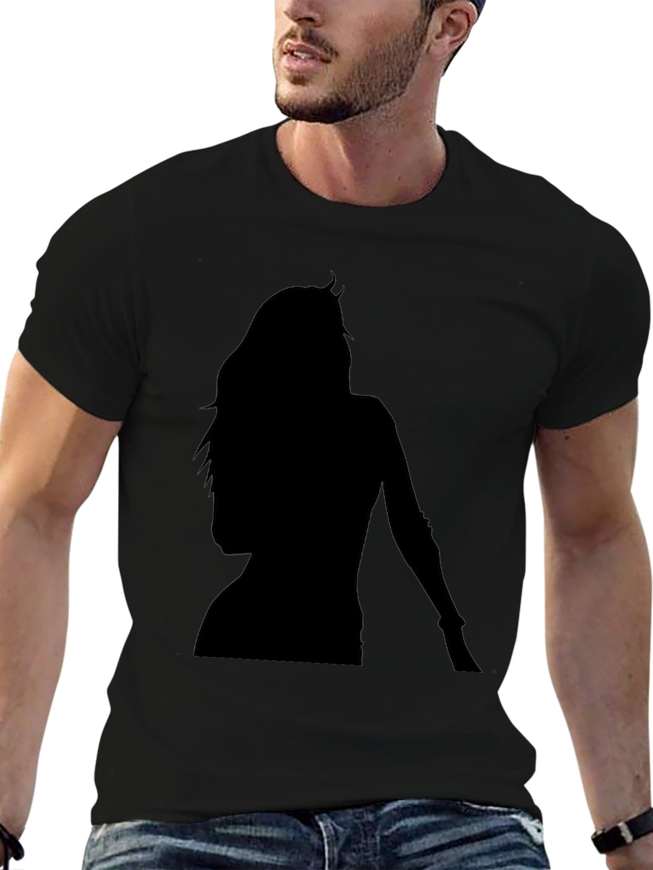 Silhouette Graphic Tee - Classic Black Cotton Blend Shirt