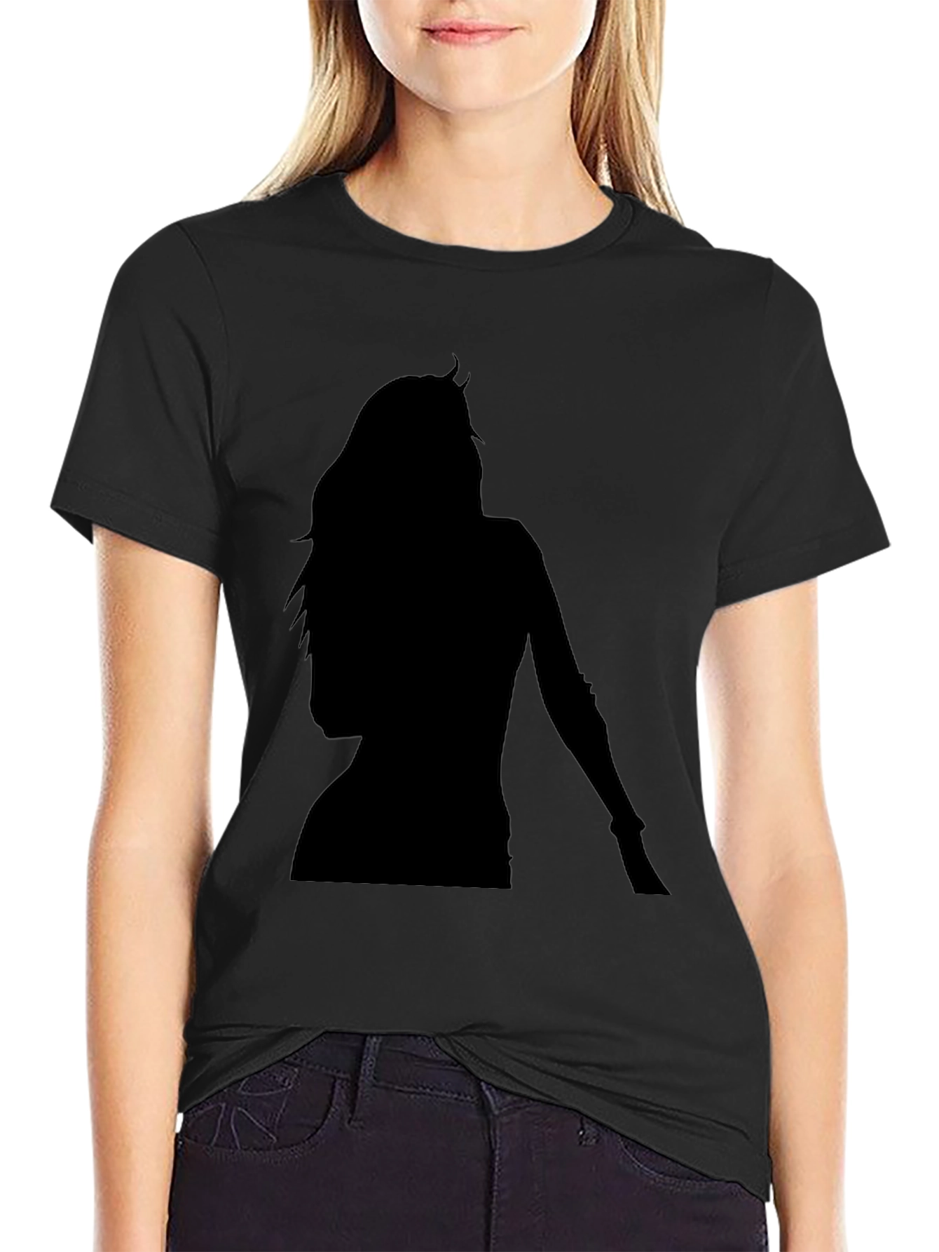 Silhouette Graphic Tee - Classic Black Cotton Blend Shirt