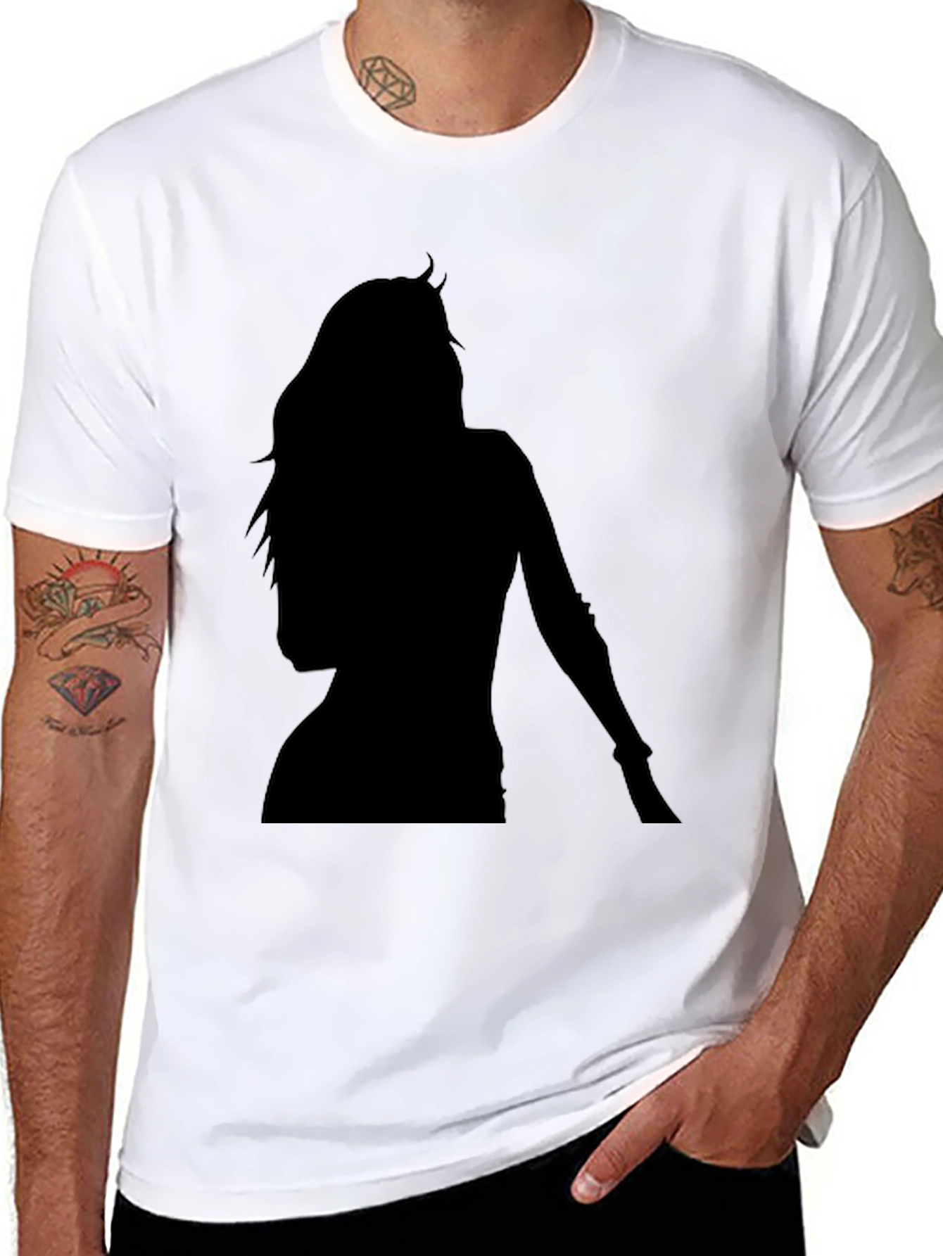 Silhouette Graphic Tee - Classic Black Cotton Blend Shirt