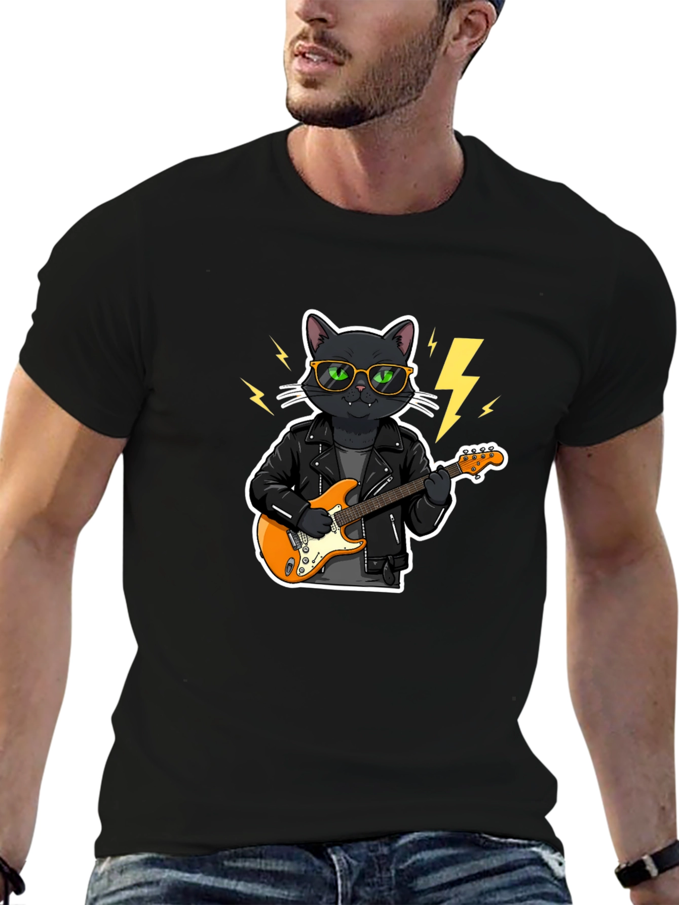 Cool Cat Rocker T-Shirt - Black