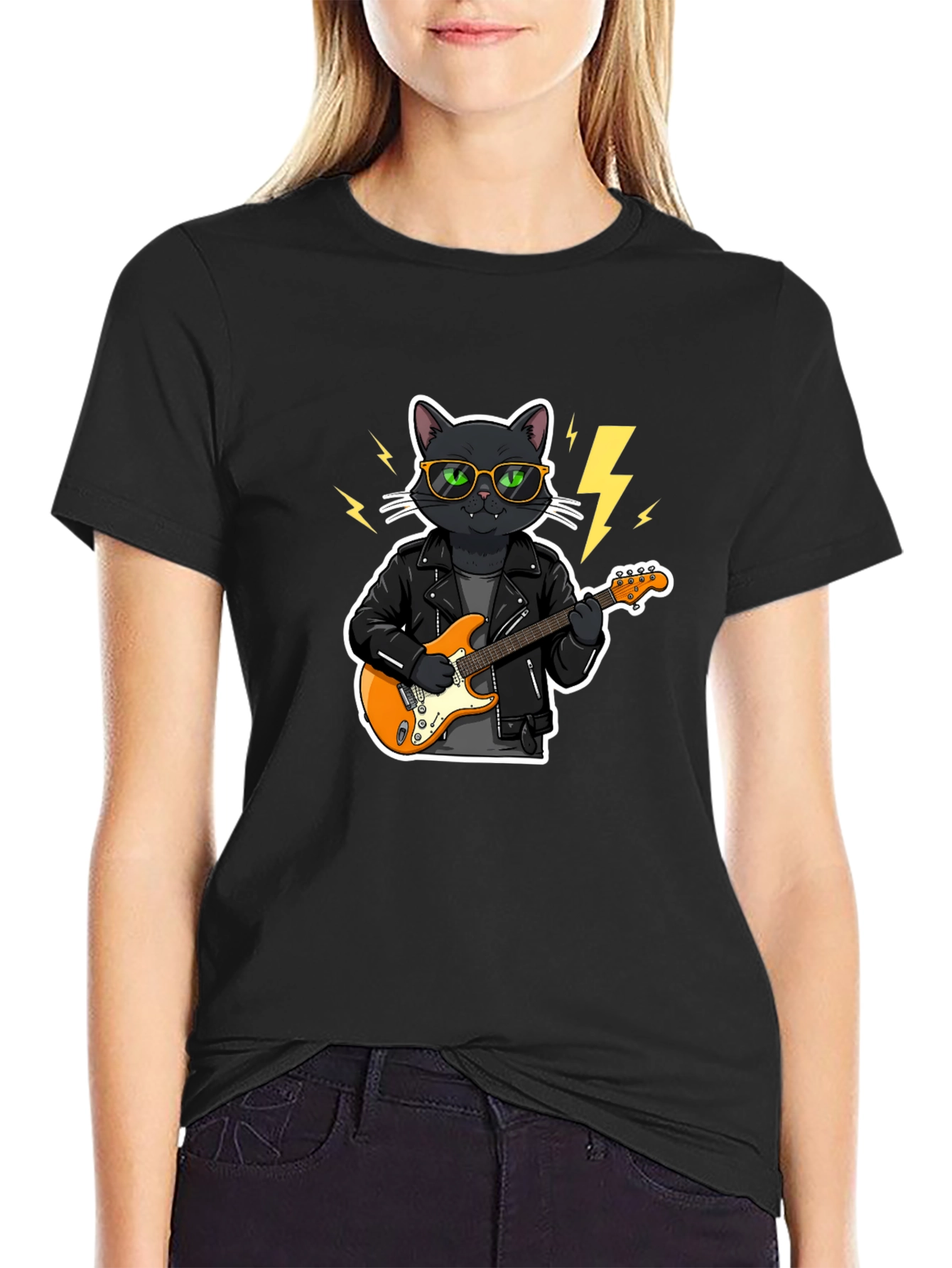 Cool Cat Rocker T-Shirt - Black