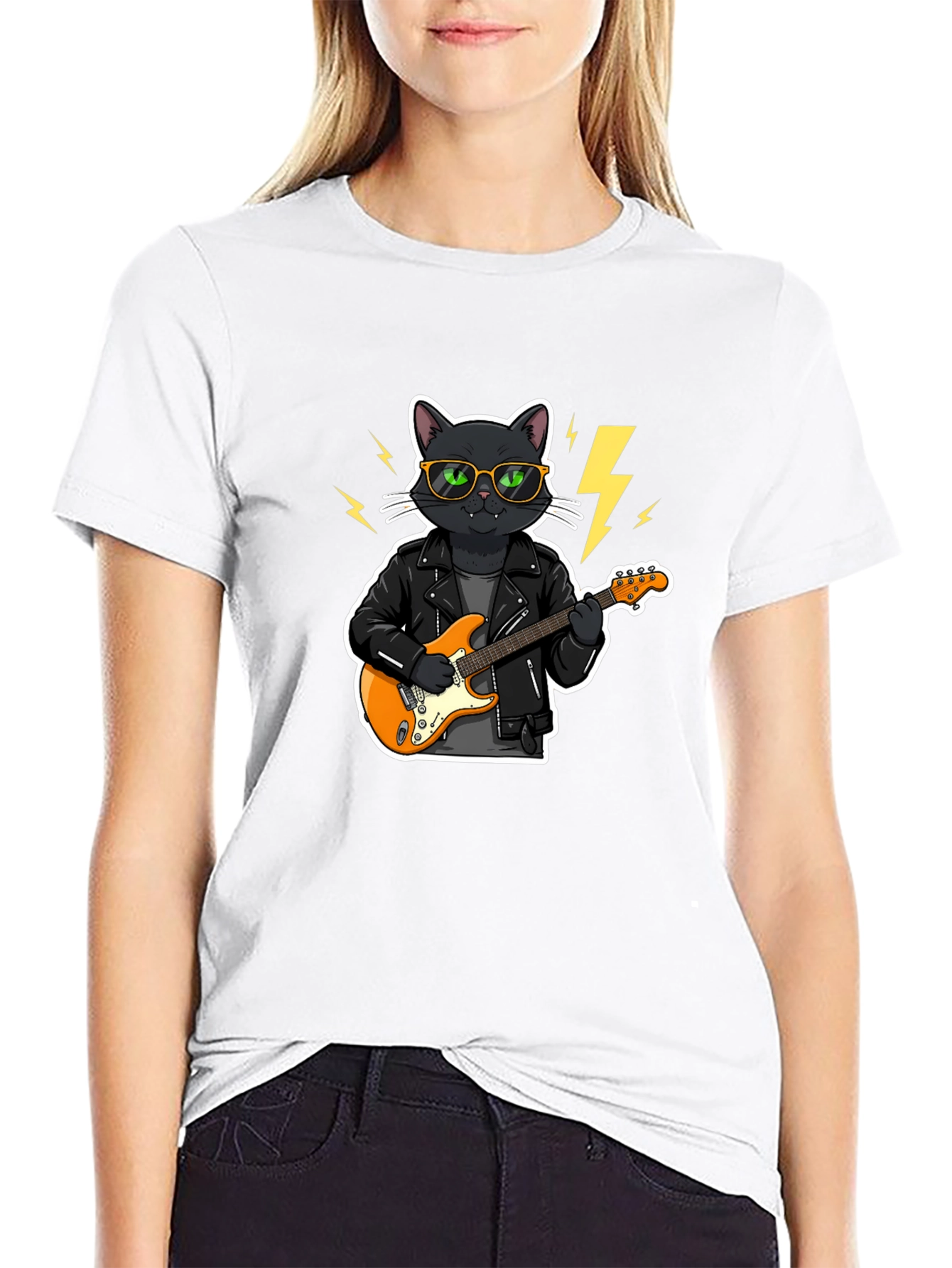 Cool Cat Rocker T-Shirt - Black
