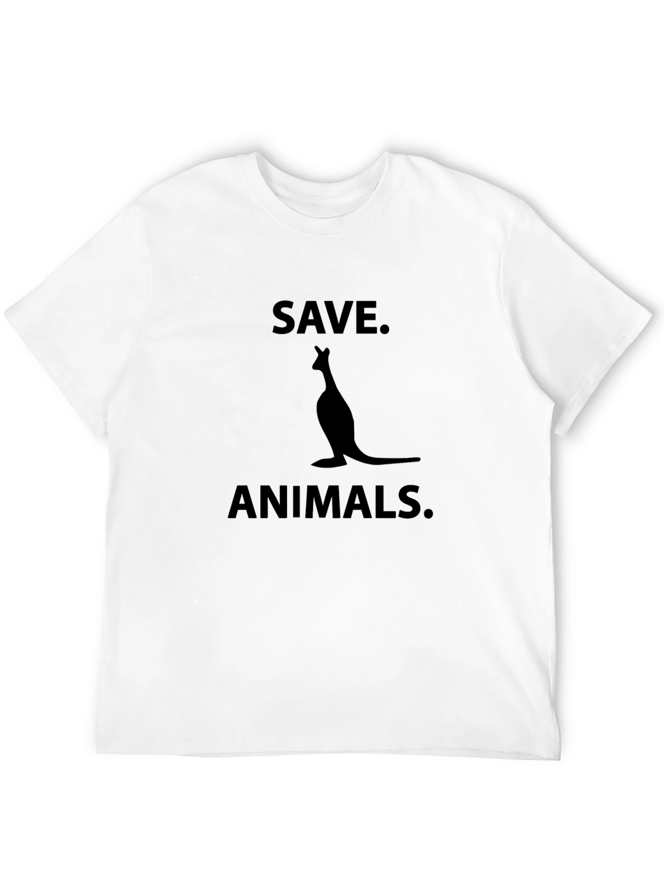 Save Animals Black T-Shirt with Kangaroo Graphic