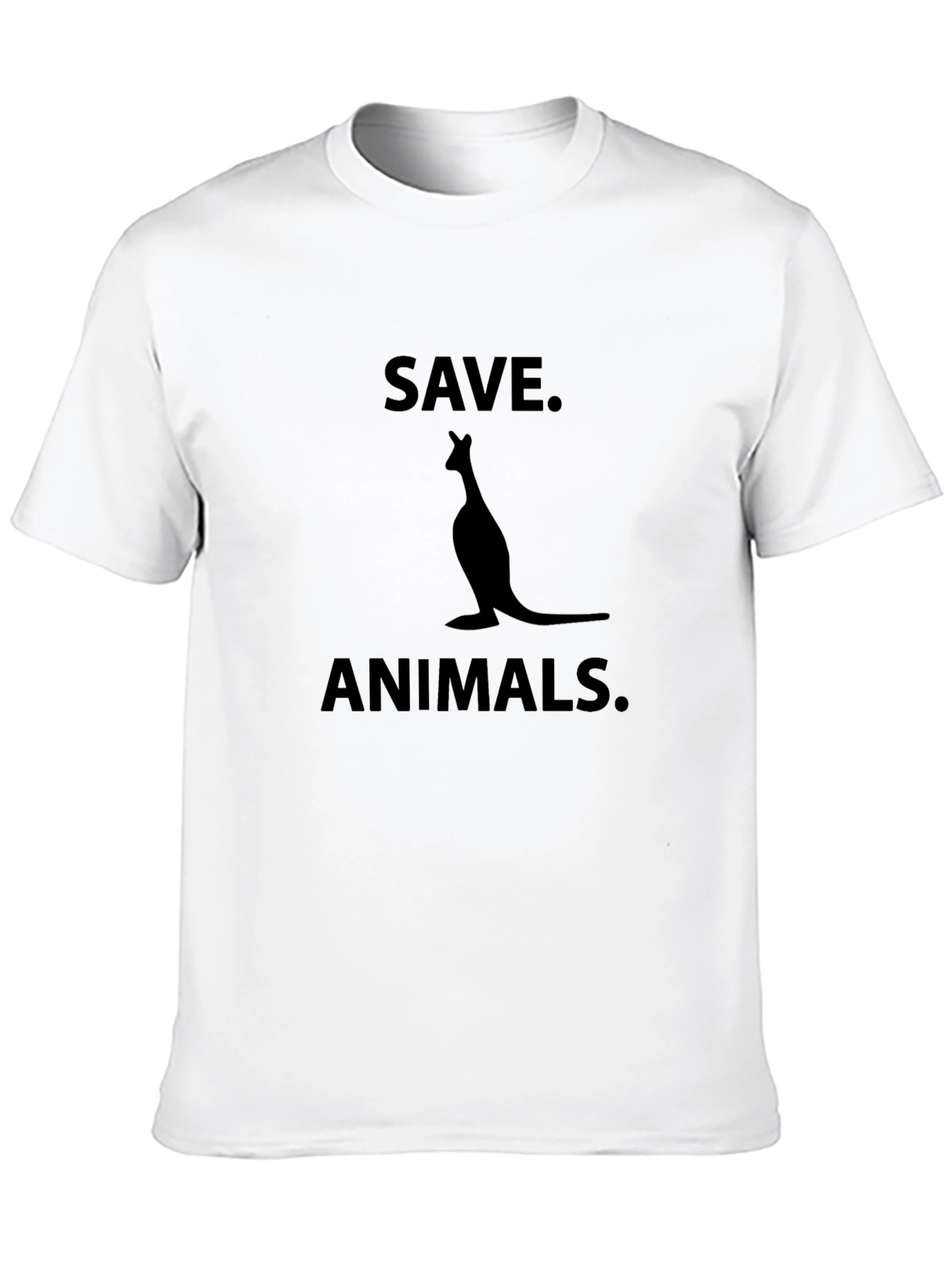 Save Animals Black T-Shirt with Kangaroo Graphic