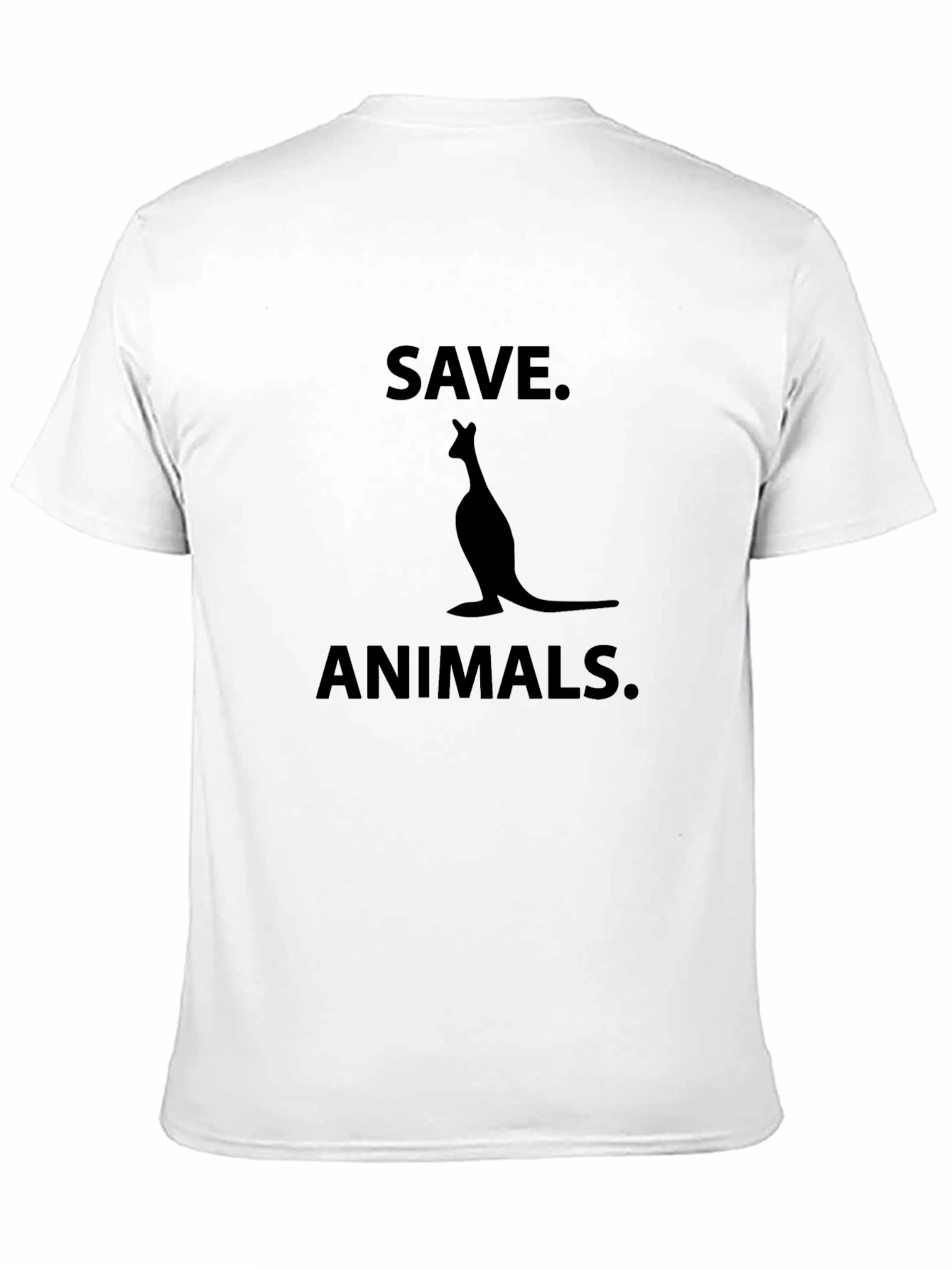 Save Animals Black T-Shirt with Kangaroo Graphic