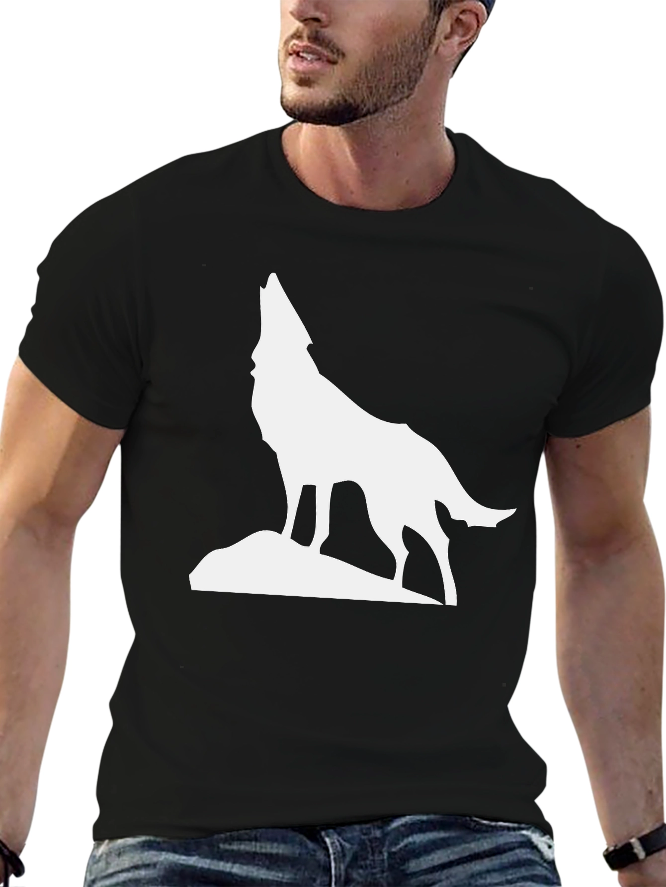 Howling Wolf Graphic Tee - Classic Black T-Shirt