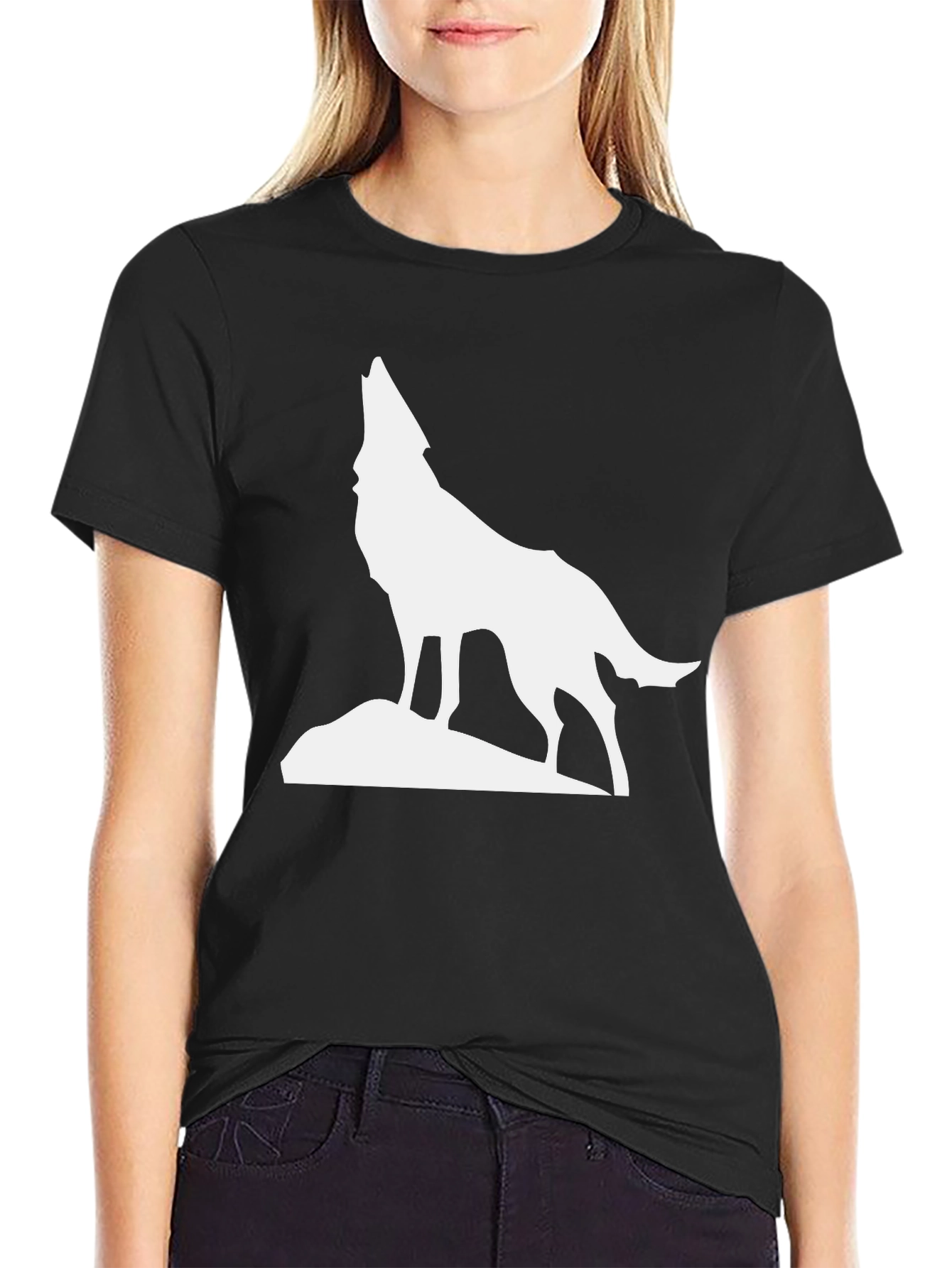 Howling Wolf Graphic Tee - Classic Black T-Shirt