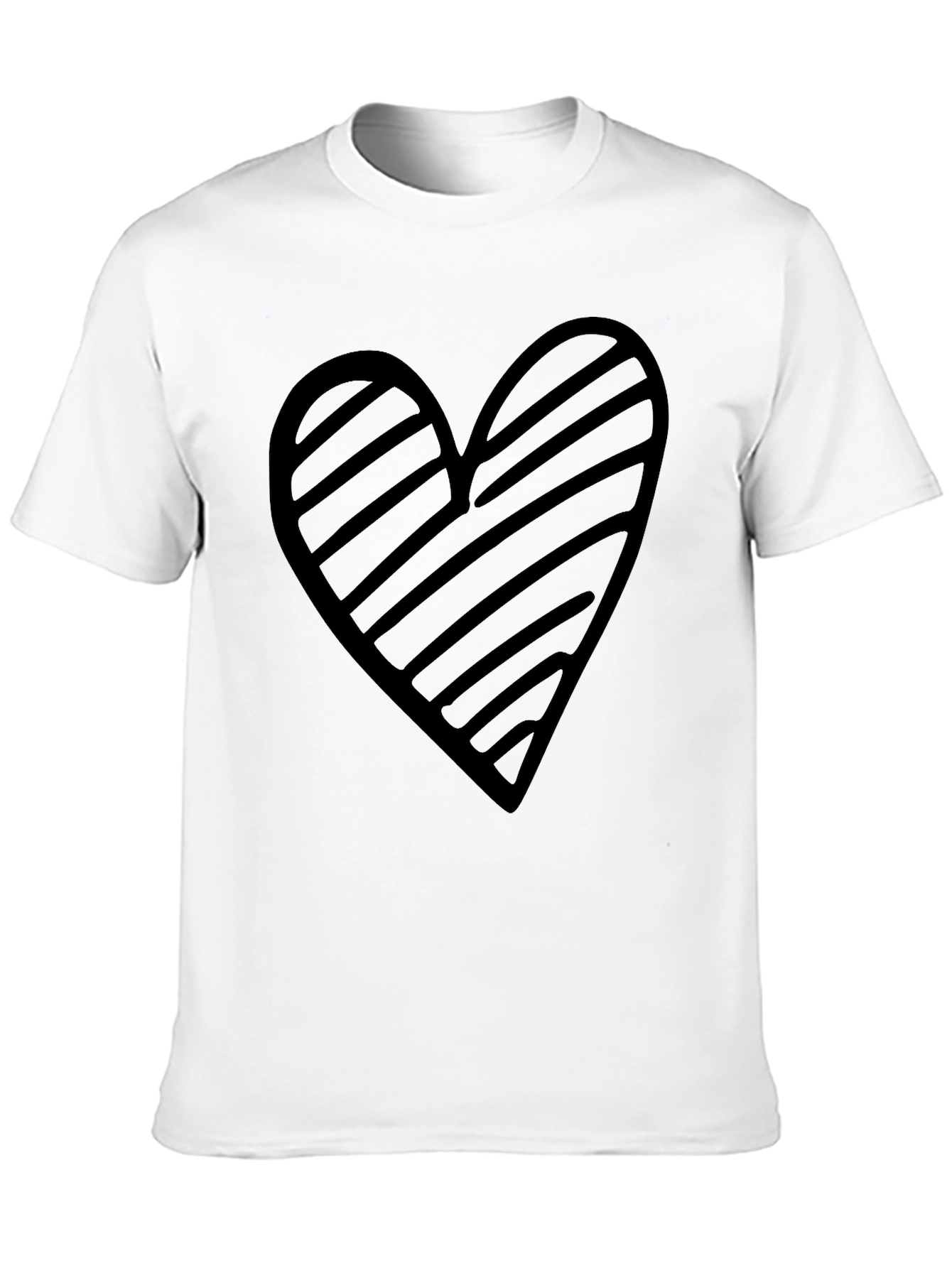 Striped Heart Graphic Black T-Shirt