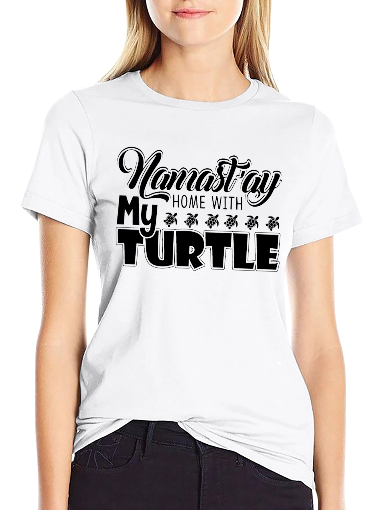 Namastay Home With My Turtle Black T-Shirt