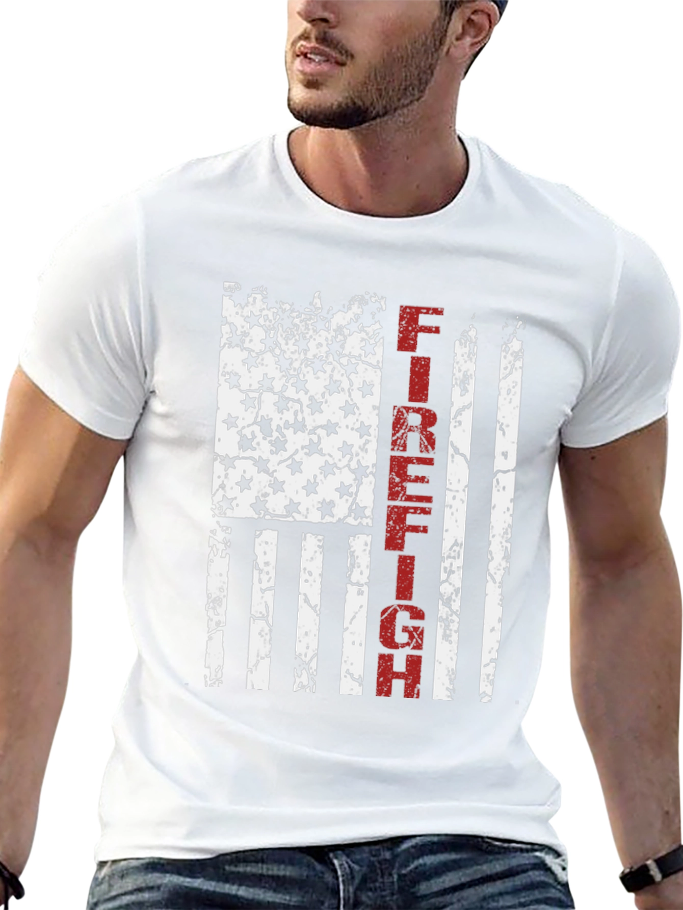 Firefighter American Flag Graphic T-Shirt