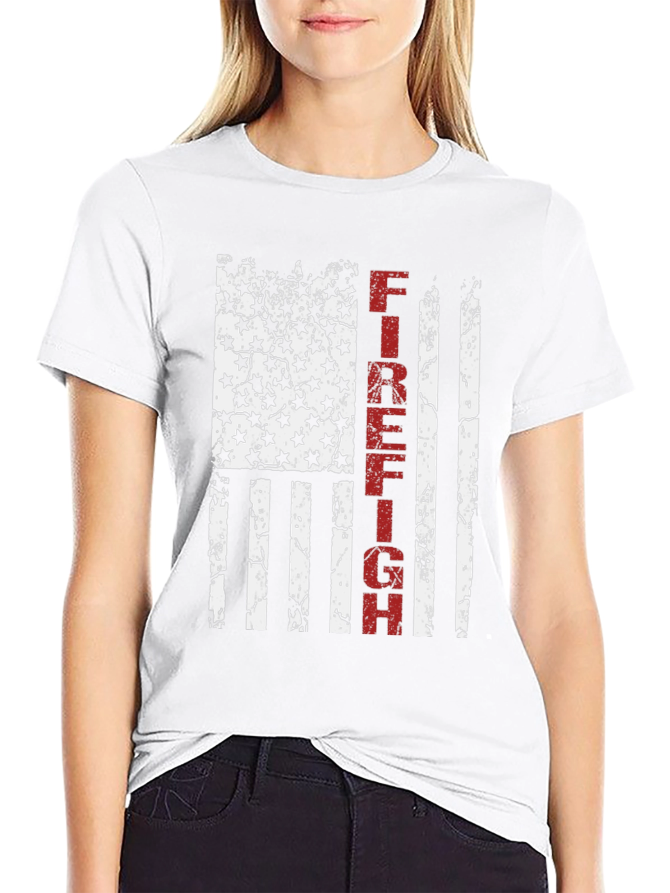 Firefighter American Flag Graphic T-Shirt