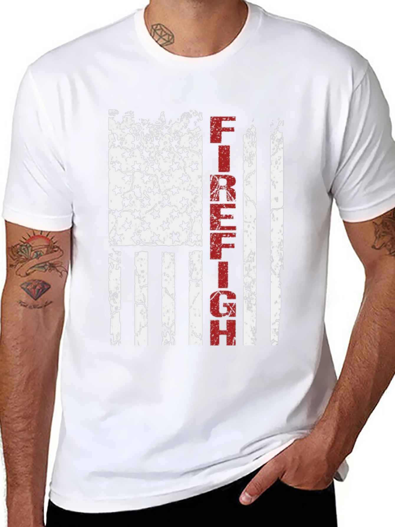 Firefighter American Flag Graphic T-Shirt