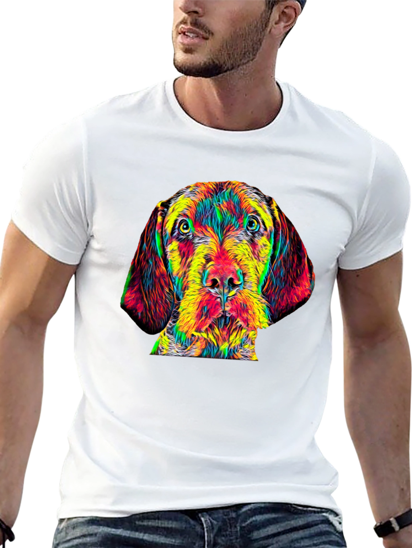 Dog Portrait Graphic Tee - Mens Black T-Shirt