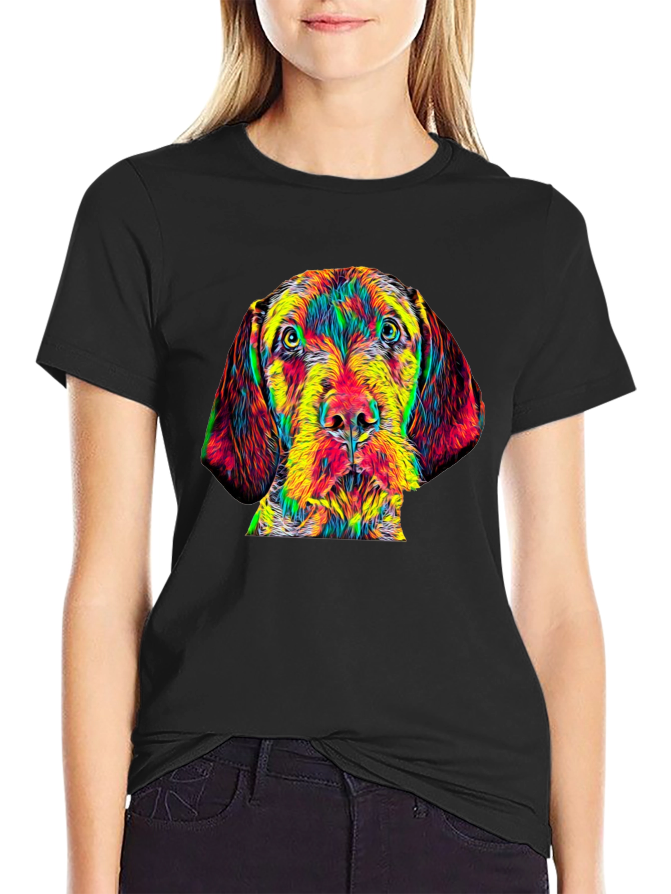 Dog Portrait Graphic Tee - Mens Black T-Shirt