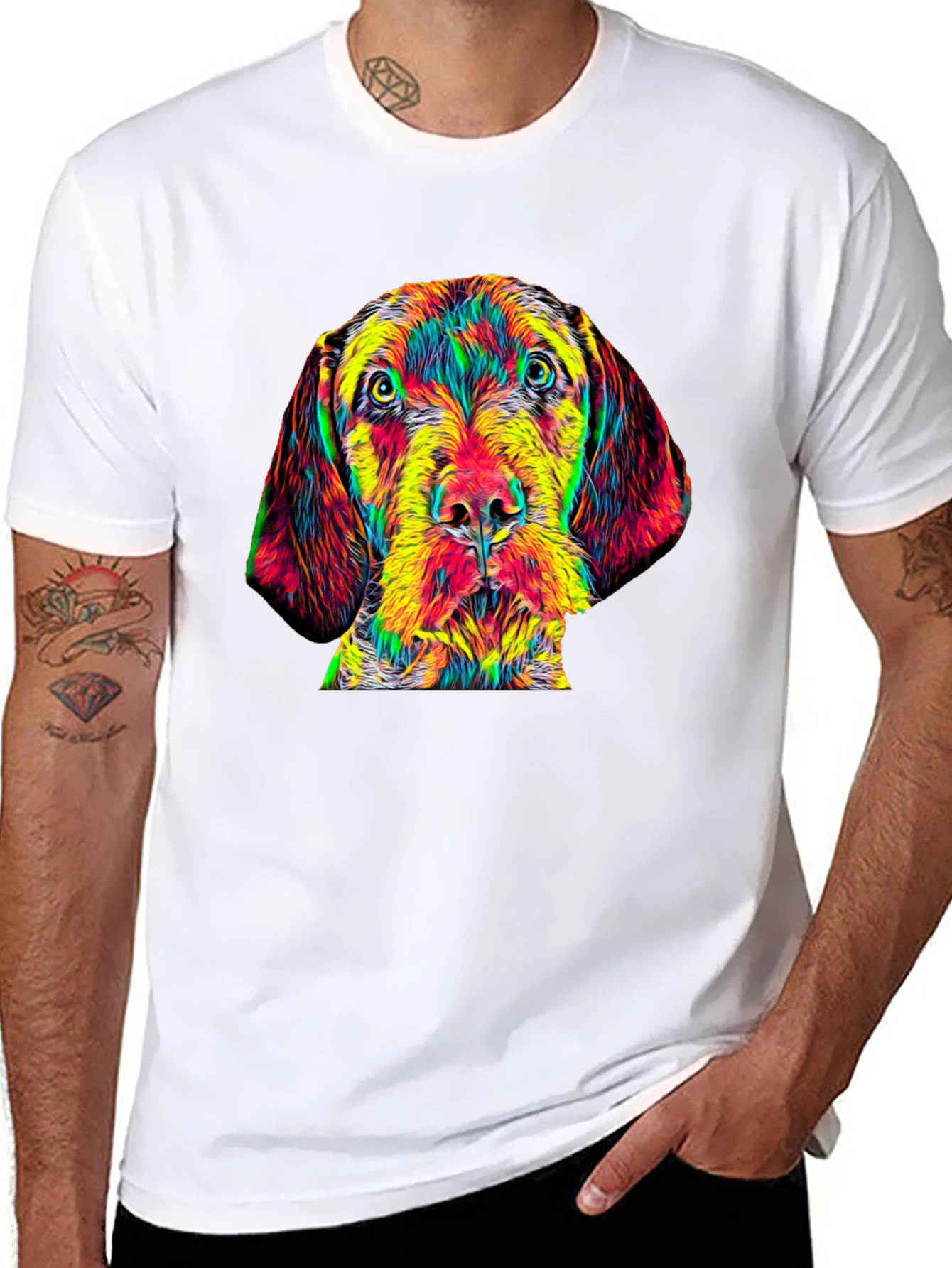 Dog Portrait Graphic Tee - Mens Black T-Shirt