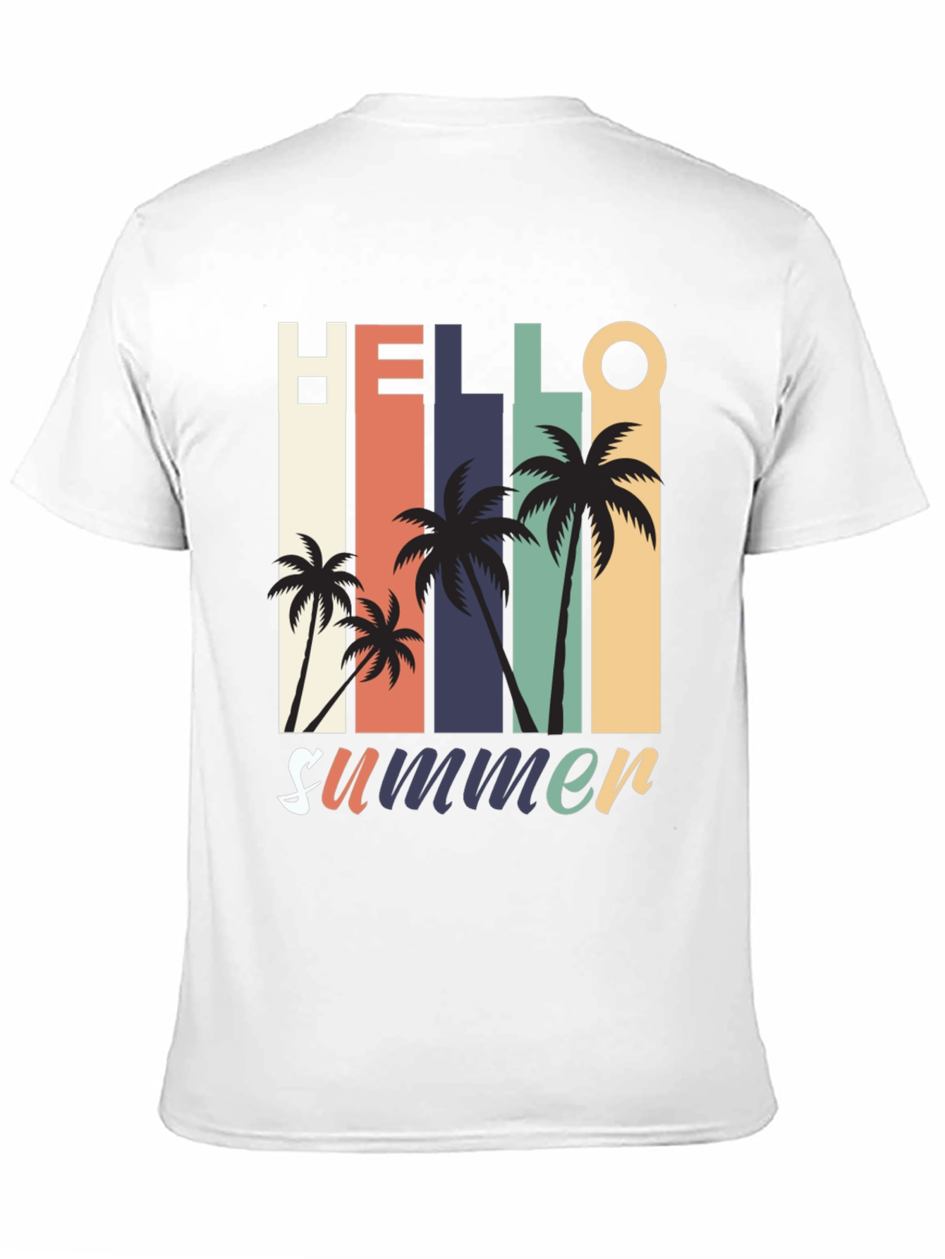 Hello Summer Graphic Tee - Retro Palm Tree Design