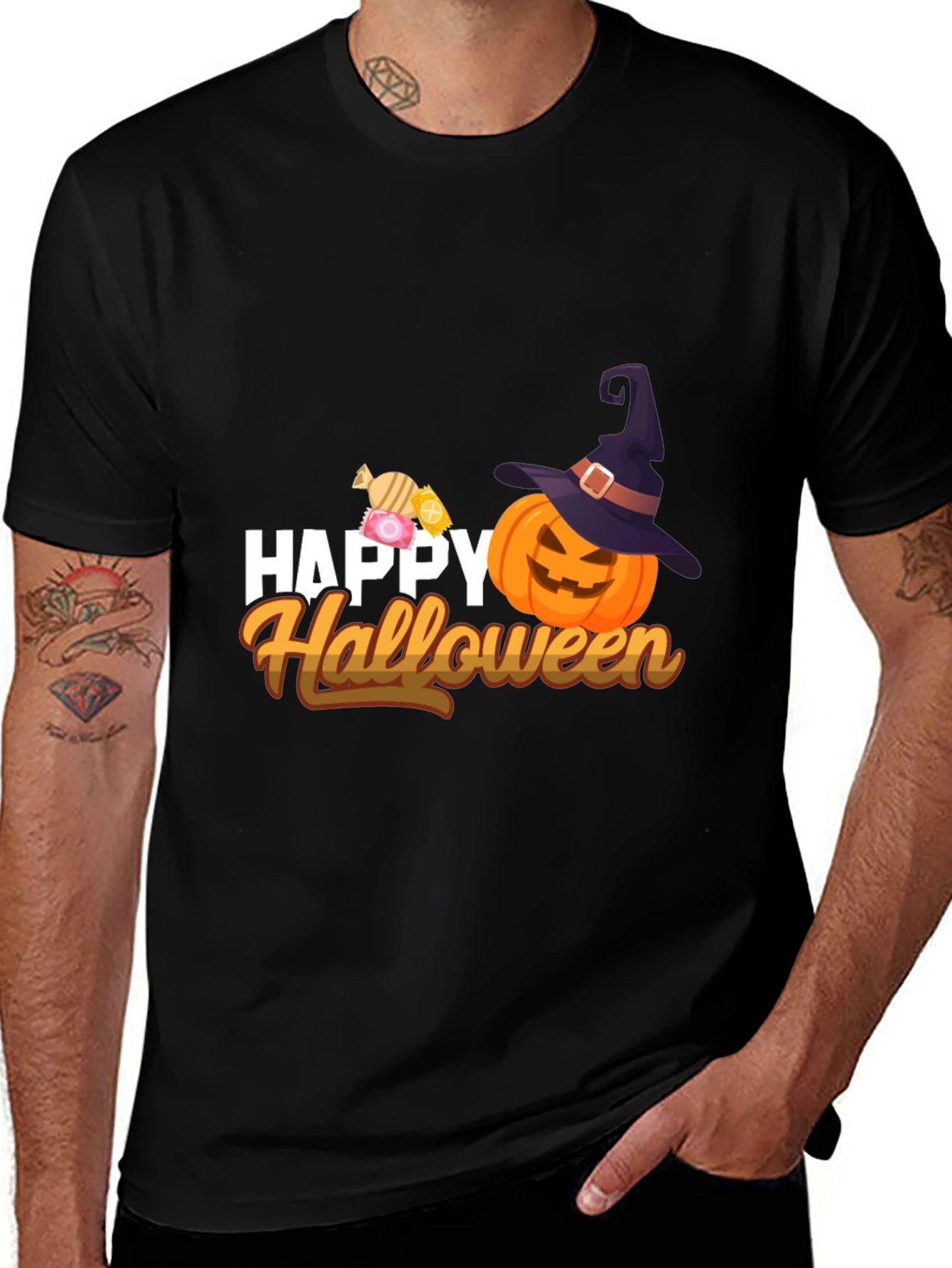 Happy Halloween T-Shirt - Pumpkin & Candy Design