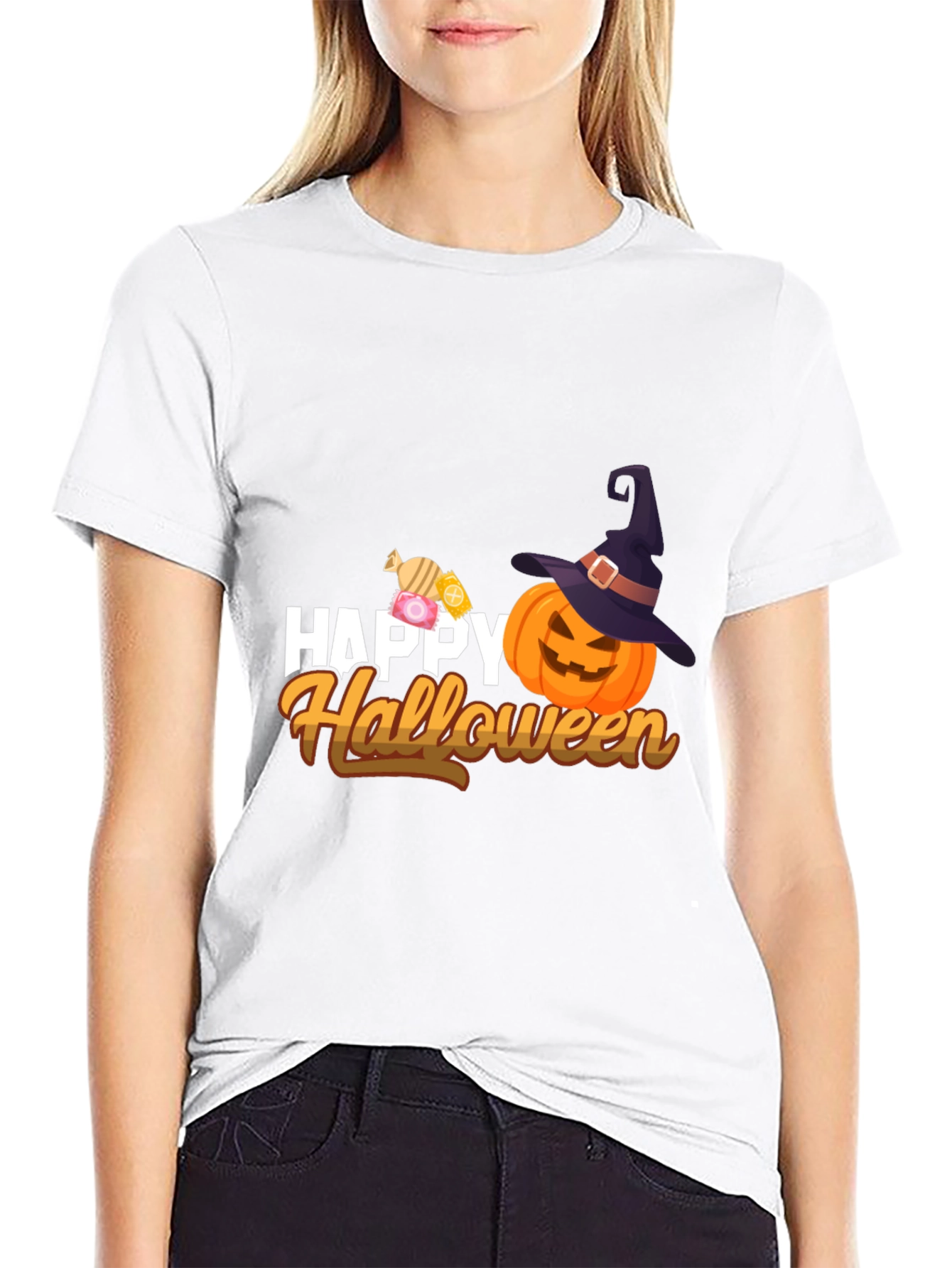 Happy Halloween T-Shirt - Pumpkin & Candy Design