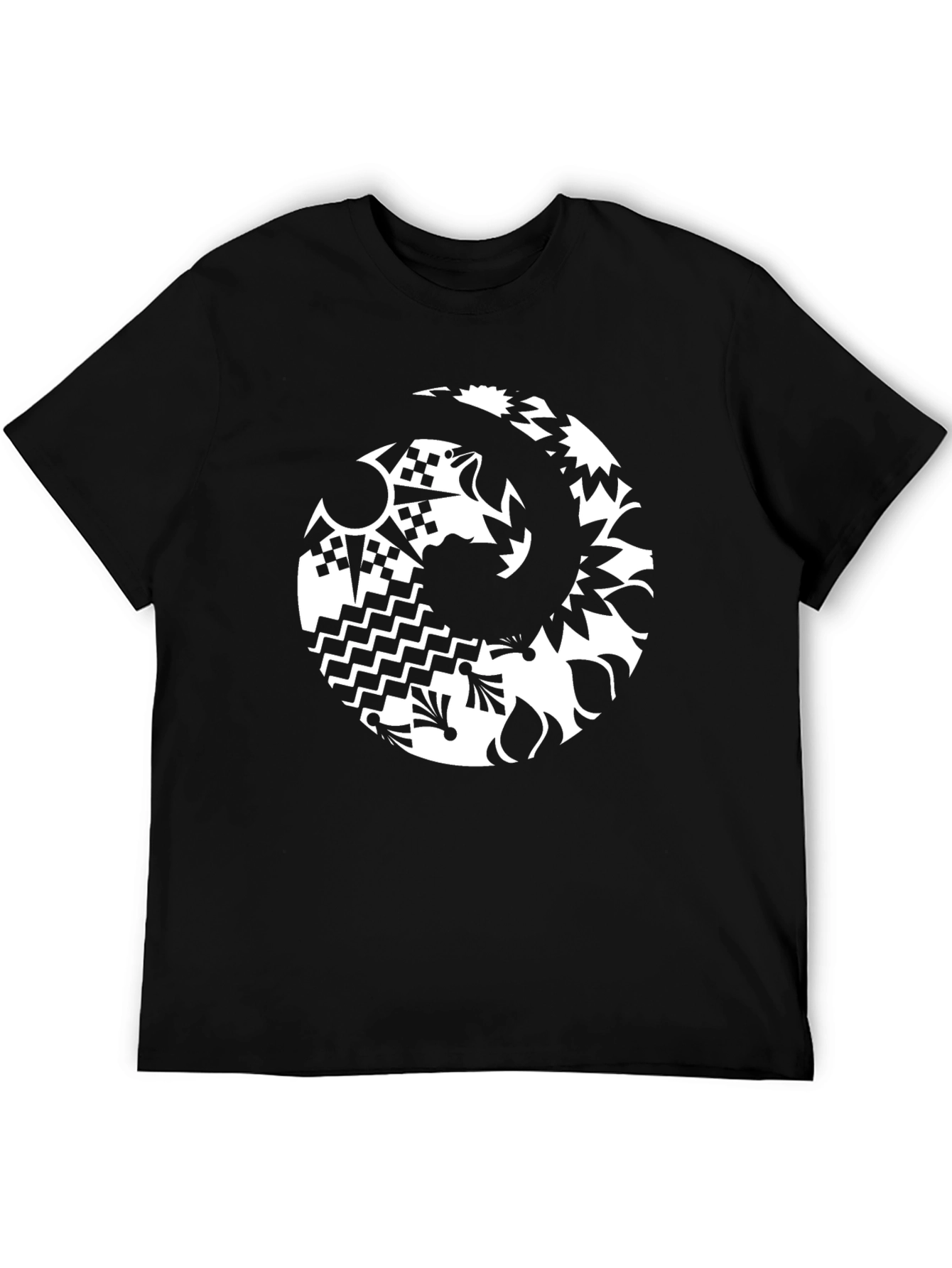 Abstract Graphic Tee - Black Casual Style