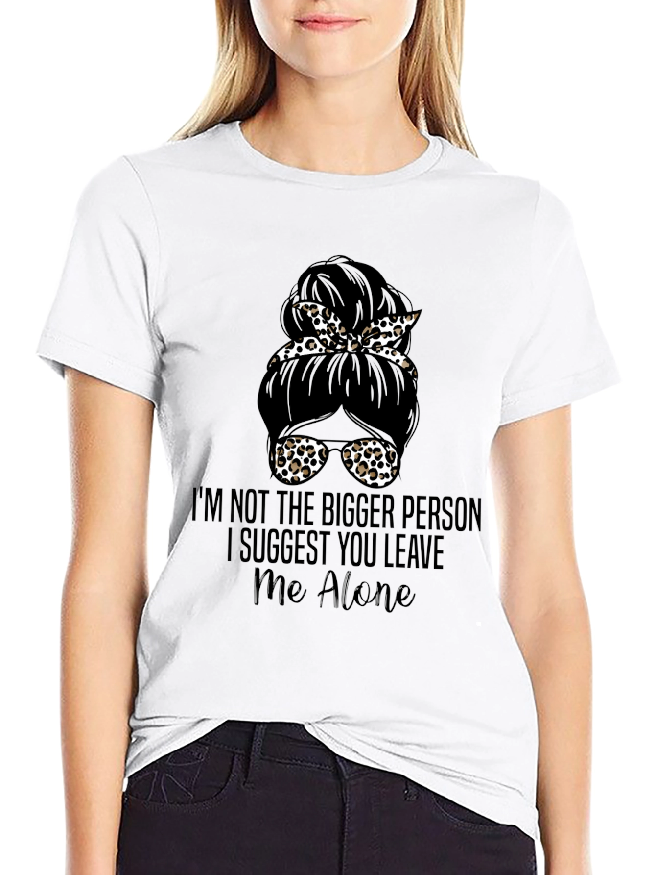 Messy Bun Leave Me Alone Graphic Tee