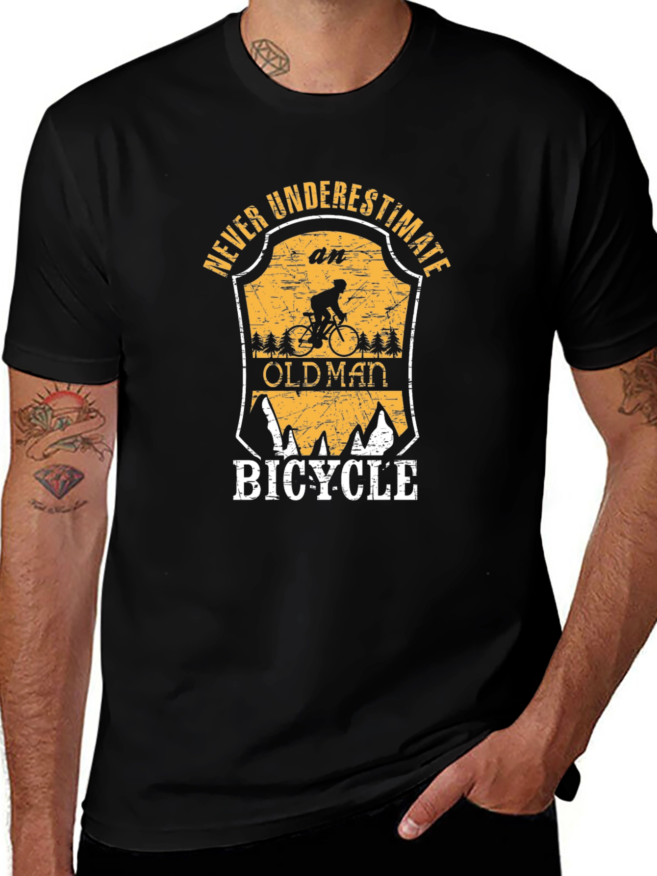 Never Underestimate an Old Man Bicycle T-Shirt